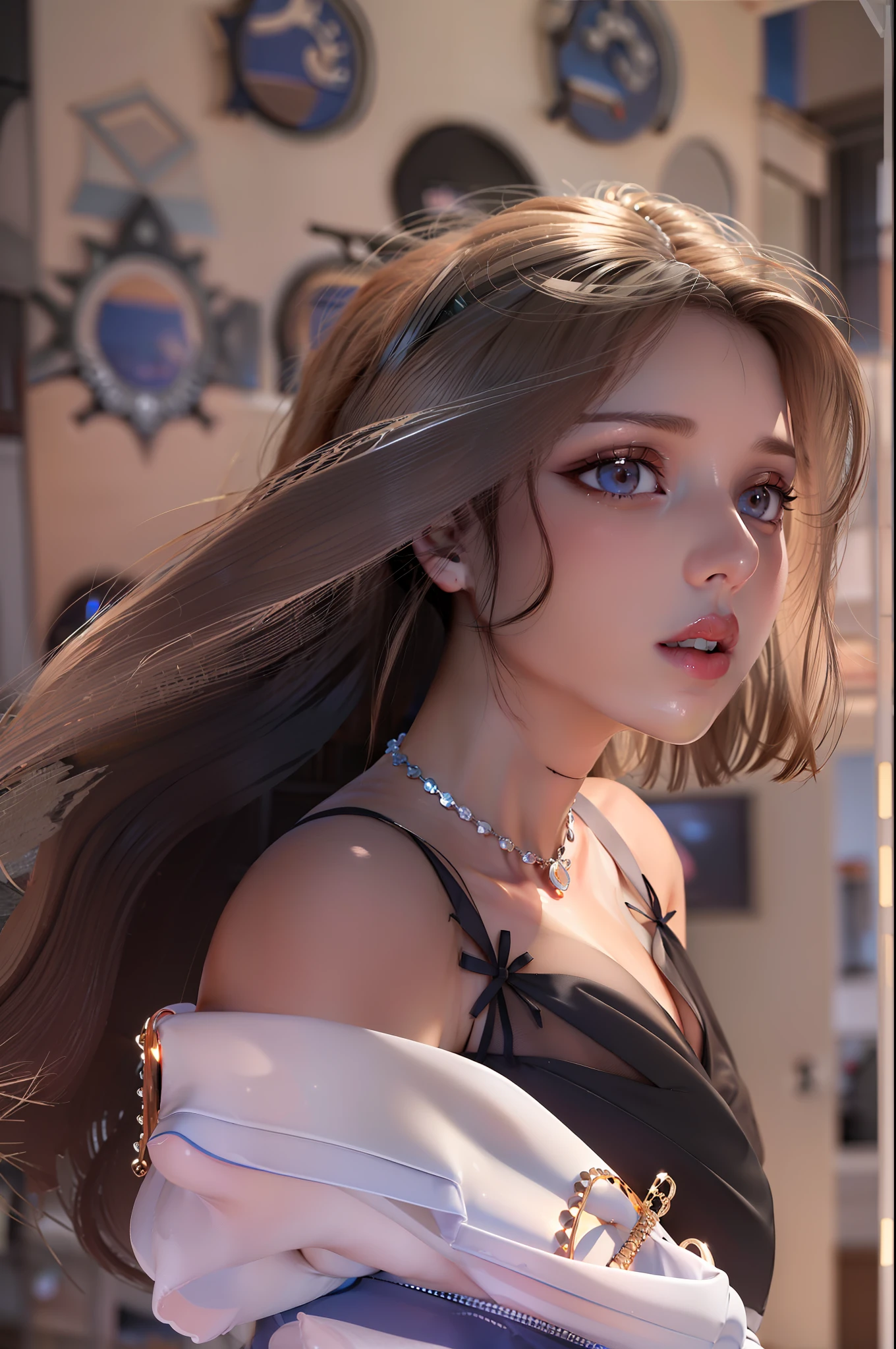 De cima, ((Melhor Qualidade)), ((Obra-prima)), (Detalhes), 1girl, ela estava usando um vestido branco revelador. O vestido, expondo os ombros e o umbigo, It fit her body comfortably and beautifully emphasized her curves. Sua pele era branca como marfim e macia e lisa ao toque. Her trademark hair was straight and pale shiny. Seus longos cabelos corriam pelas costas, deixando sua figura ainda mais bonita. Her eyes are large and deep indigo. Her lips were colored with cherry-colored lipstick and were plump and voluminous. His figure is somewhat mysterious and looks at the viewer. Ela estava em um quarto minimalista, simples e branco. Seu rosto estava lindamente aparado e seus olhos e nariz estavam claros. Os grandes olhos negros eram atraentes com um brilho profundo e sutil. Seu cabelo era longo e brilhante, e sua beleza fluida aumentava ainda mais seu charme. Sua boca era pequena, and his well-formed lips glowed brightly. Sua pele era lisa e muito bonita, quase sedosa. Her breasts and buttocks were large, and her slim waist was beautiful with her flexible lines. , (seios grandes, seios enormes, seios enormes, seios grandes), long fallen, long fallen, abdominais definidos,