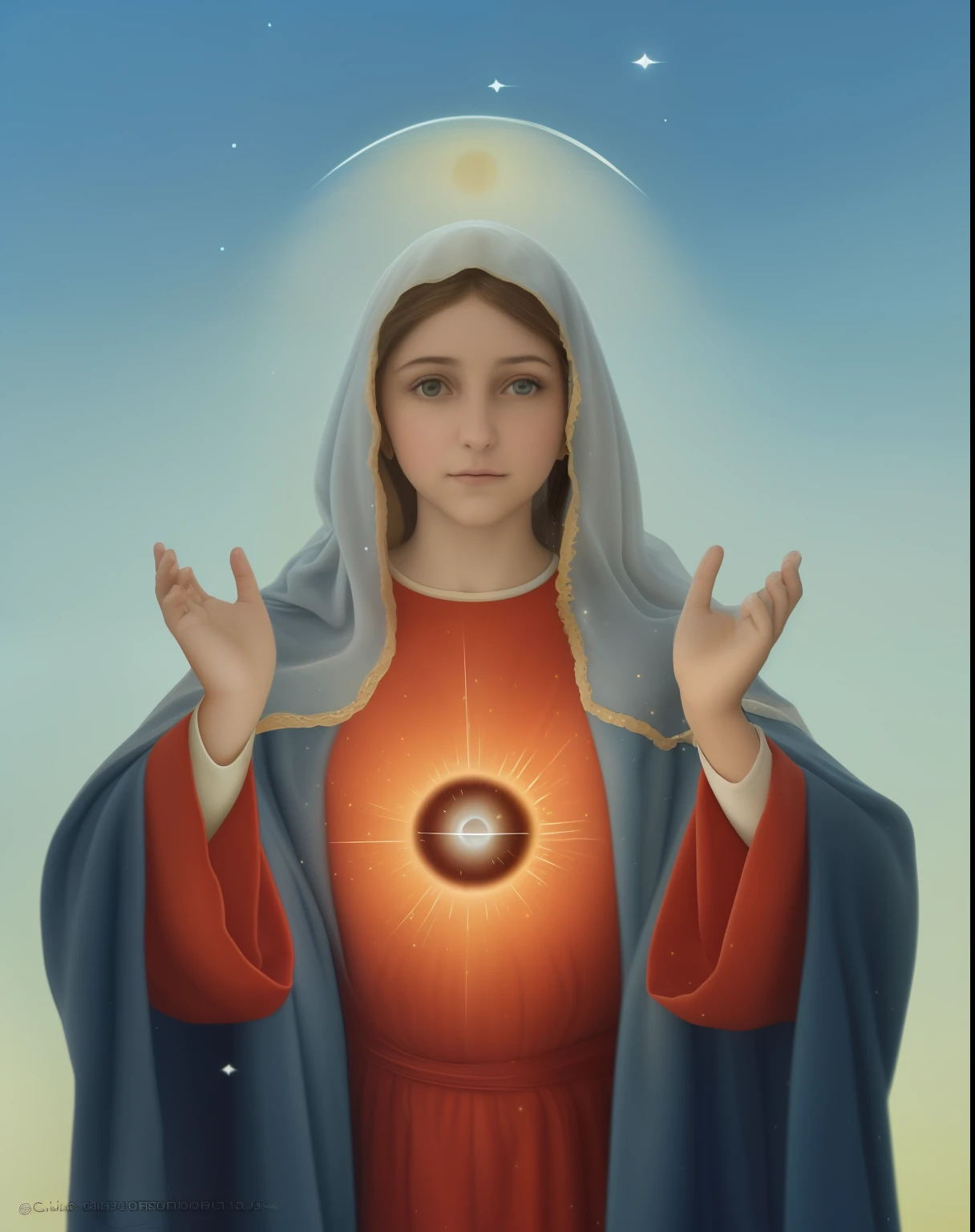 (((Blessed Virgin Mary))) Obra maestra, (La mejor calidad: 1.2), (super fine: 1.2), illustration, (extremadamente delicado y hermoso: 1.2), movie angle, flotante, (Hermoso ojo de detalle: 1.1), (detalle luz: 1.1), Movie Lights, Cielo delicado, ojos azules, (Cola de caballo alta: 1.1), capa, ojuelos, (luna: 1. 2), (Luz de la luna: 1.1), cielo estrellado, (light particles: 1.1) dibujo, flor. (Obra maestra), (La mejor calidad), (fotorrealista:1.3), 8k, Textura detallada de la piel, Textura detallada de la tela, Hermosa cara detallada, Detalles intrincados, Ultra detallado (cuerpo de cuerpo entero:1.2)