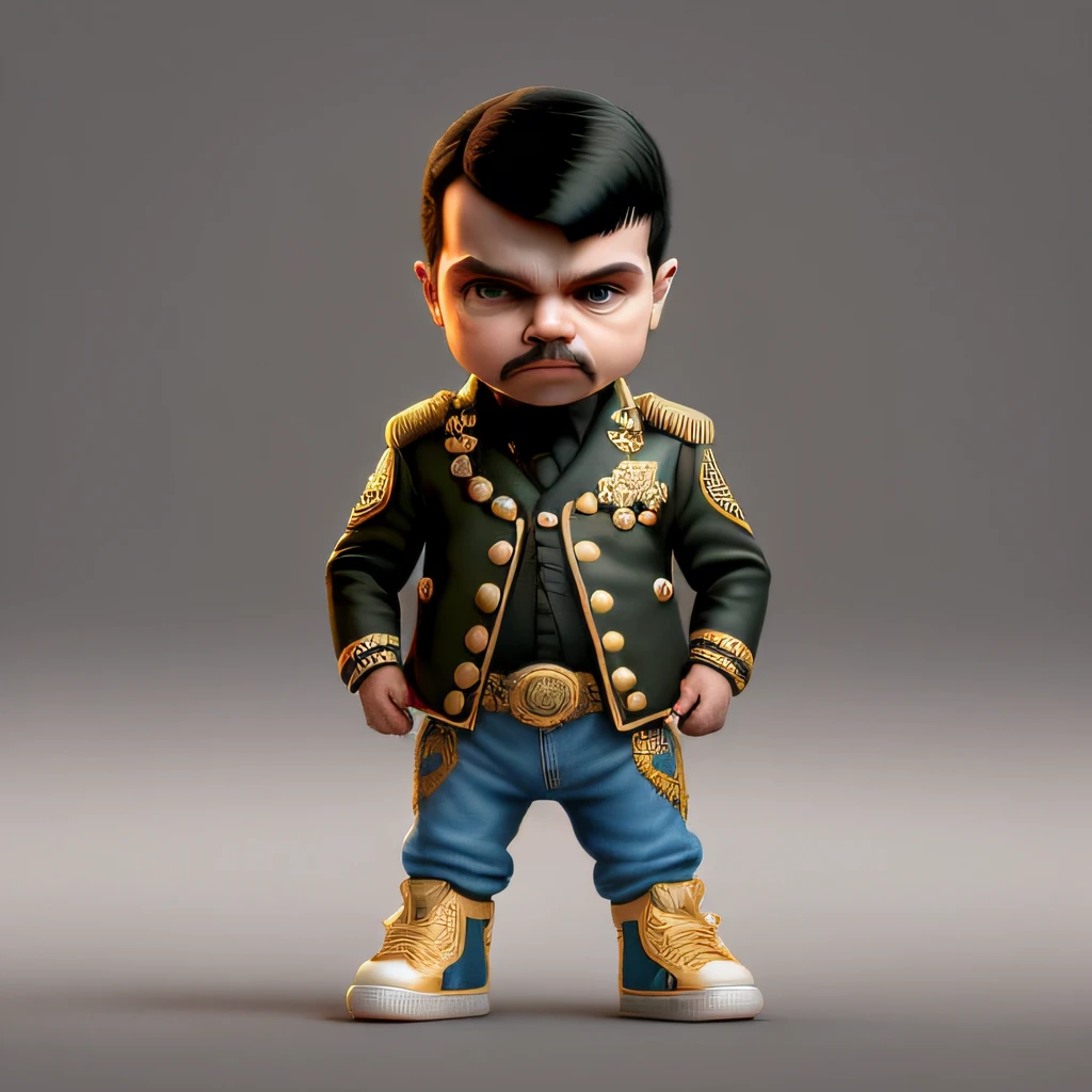 CBZBB, Freddie Mercury, personagem, Fofa, pequeno, majo, arte digital, circunstanciado, fofo, Realistic, Humanoid, character, tiny, Cinematic sho, cinematic lights, Freddie Mercury, Parece feliz