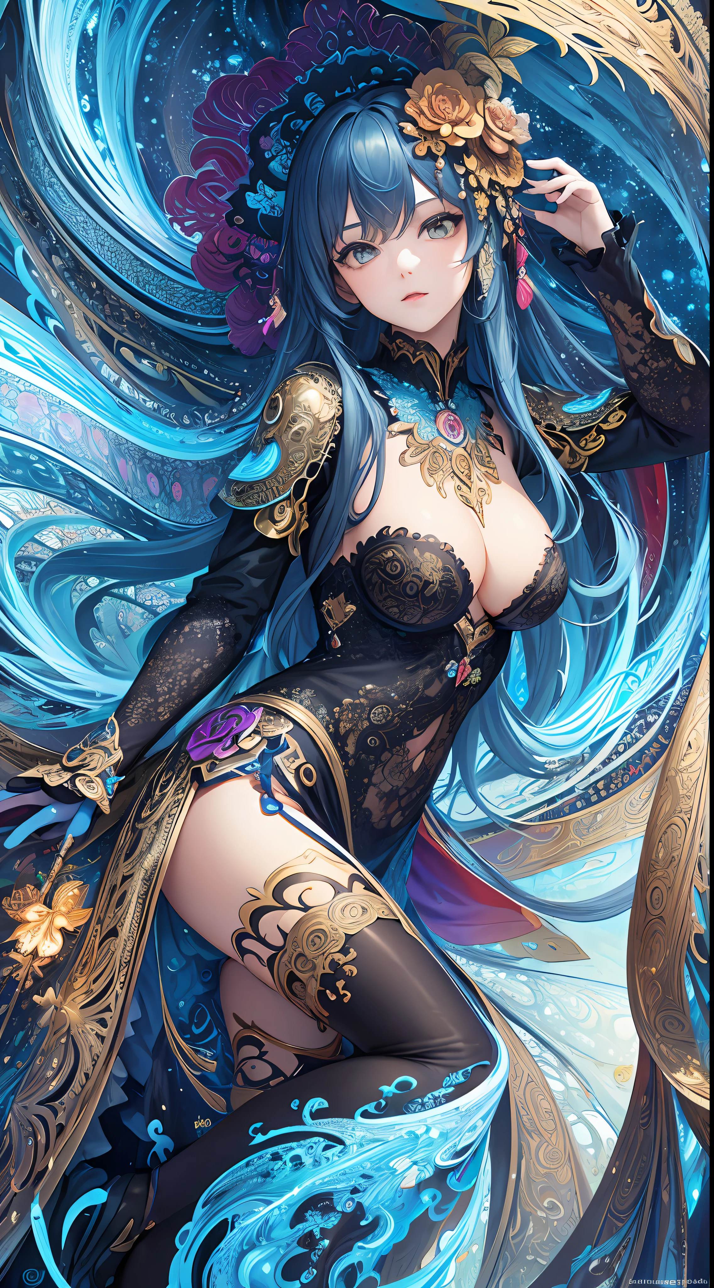 (masterpiece, top quality, best quality, official art, beautiful and aesthetic:1.2), (1girl), extreme detailed,(fractal art:1.3),colorful,highest detailed
