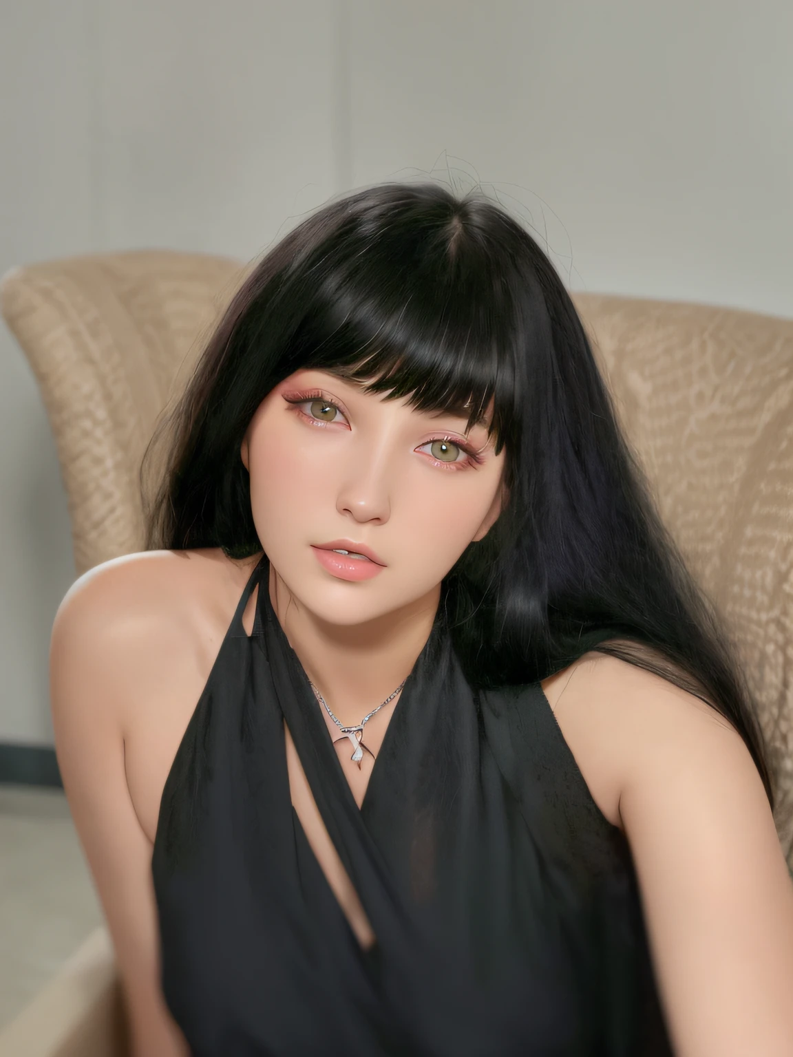 Woman with long black hair sitting in a chair, anastasia ovchinnikova, alina ivanchenko, moleksandra shchaslyva, Angelina Stroganova, ekaterina, yelena belova, anna nikonova, marina federovna, nadezhda tikhomirova, anna nikonova aka newmilky, julia gorokhova