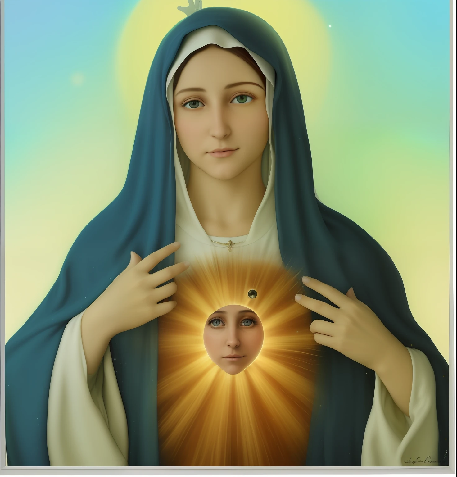 (((Blessed Virgin Mary))) Obra maestra, (La mejor calidad: 1.2), (super fine: 1.2), illustration, (extremadamente delicado y hermoso: 1.2), movie angle, flotante, (Hermoso ojo de detalle: 1.1), (detalle luz: 1.1), Movie Lights, Cielo delicado, ojos azules, (Cola de caballo alta: 1.1), capa, ojuelos, (luna: 1. 2), (Luz de la luna: 1.1), cielo estrellado, (light particles: 1.1) dibujo, flor. (Obra maestra), (La mejor calidad), (fotorrealista:1.3), 8k, Textura detallada de la piel, Textura detallada de la tela, Hermosa cara detallada, Detalles intrincados, Ultra detallado (cuerpo de cuerpo entero:1.2)