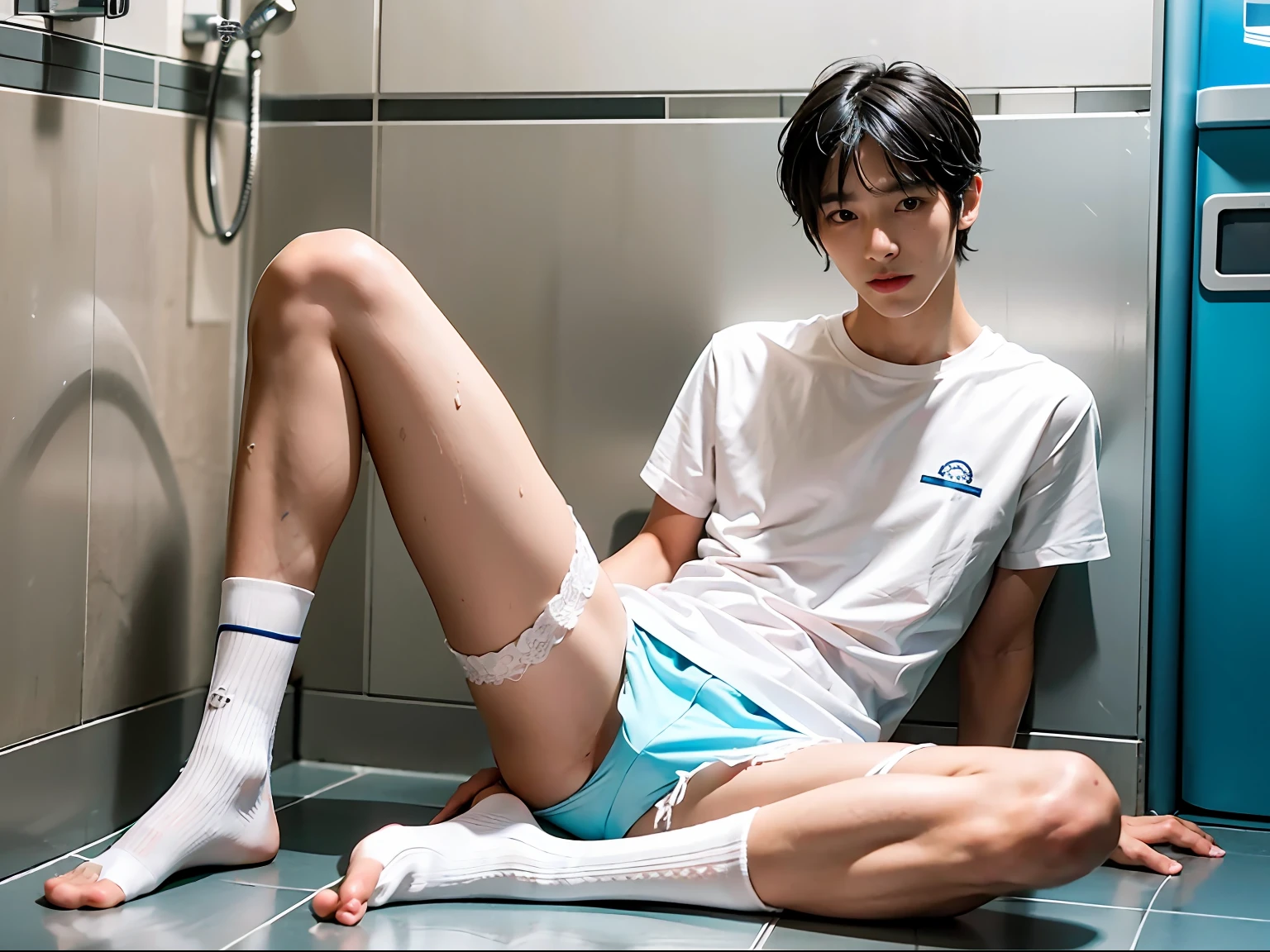 In the shower,little bit of raining,heavy rain poured,weeping,irate,Scarred,handcuff,Chains,short sleeve school uniform,lace panty,Get wet,,damp hair,The light is even,male people,Youth,Calf white socks,espadrilles,Lace transparent panties,cool guy,Short broken hair,spread their legs,Masturbation,cool guy,ar old,Background blank,sit on chair,frontage,Face the computer,,Hipsters,Earphone,intercom,microphones,androgynous male,scowling,His face was flushed,bite lips,is shy,cool guy,Slim young handsome guy,Bare legged,Barefoot,Stand in front of you,Delicate facial features,lace panty,smooth thigh,Cocked buttocks,Open your legs,eye glass,with fair skin,Flushed,Hermaphroditic men,Asian male,Slim young handsome guy,stocklings,smooth thigh,mtu, mascular, cool guy,Masculine face, Attractive,, ((1人))), tmasterpiece, absurderes, Best quality at best, Complicated details, (shiny skins, , Shiny oily glowing skin, shinny hair, Pale complexion), Attractive, ((musculature)), AS-Adult,