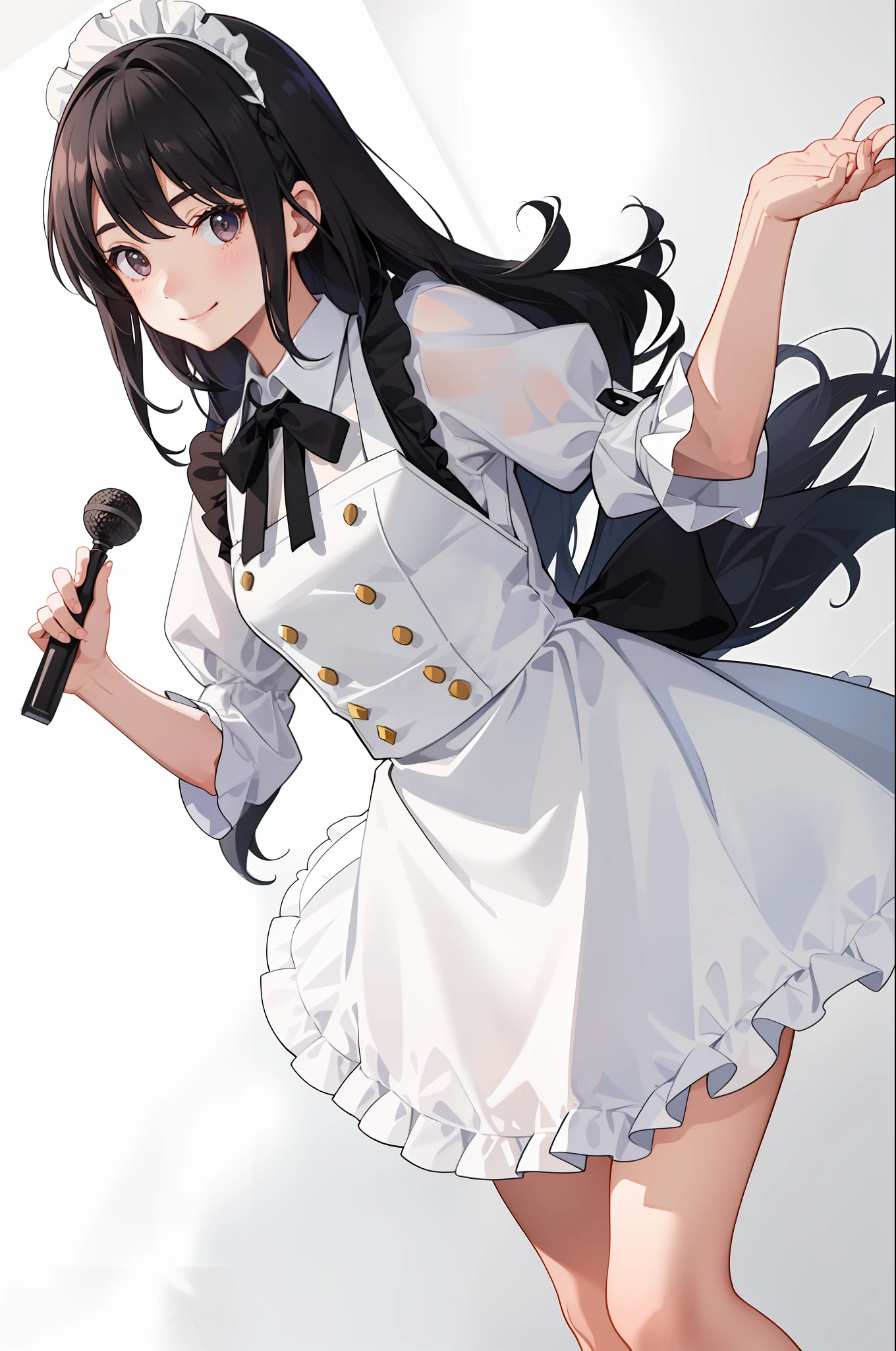 1girl in、A smile、A delightful、skirt by the、(small tits)Chilarism、doress、pinafore,,,,,,、Maids,,,,,,,,、hair adornments、movement、