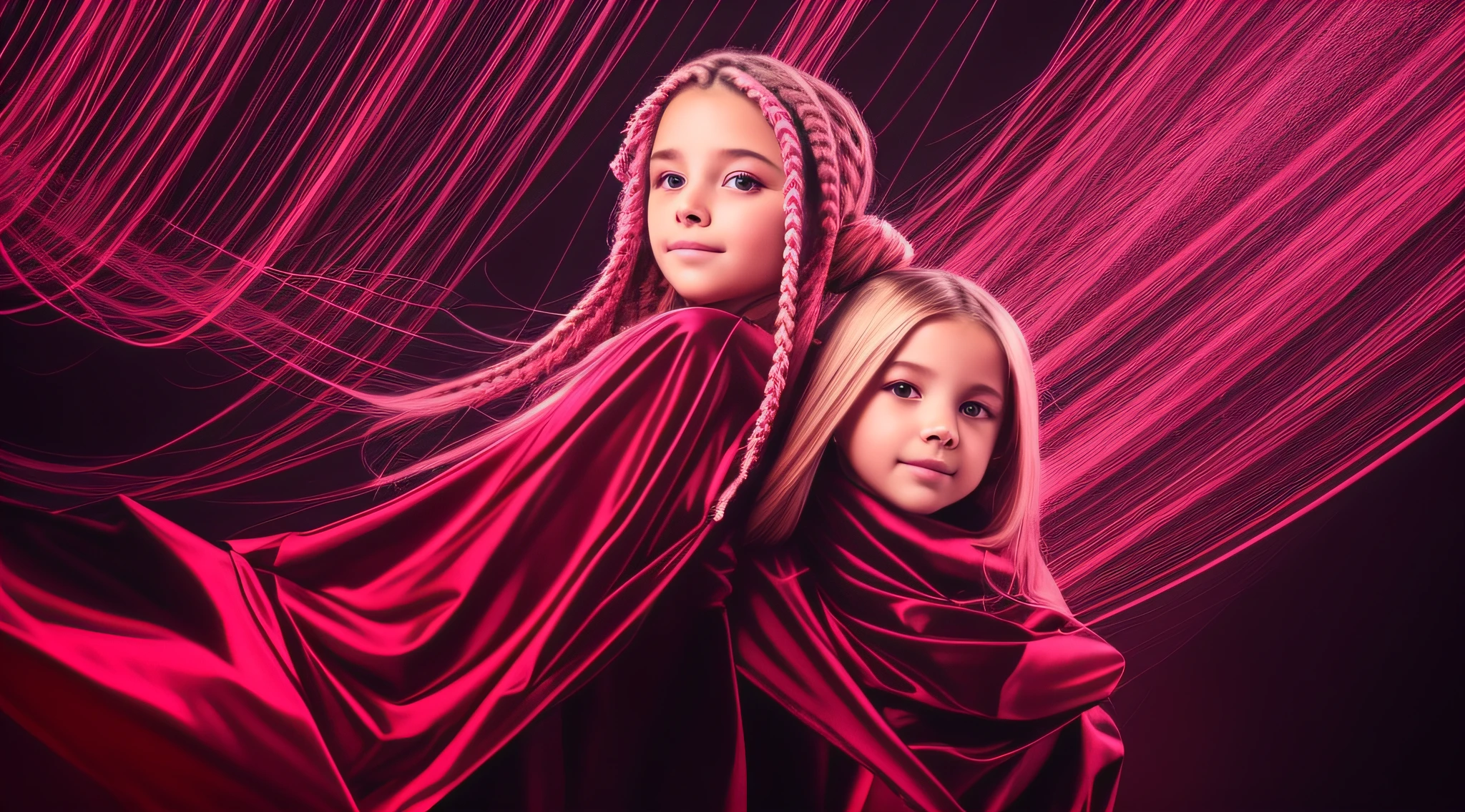 , Russian blonde in braids, com roupa de jaqueta de couro vermelha, Estilo retrato, fundo preto e vermelho, uma bola de disco prateada com um reflexo de espelho sobre ela, bola de discoteca, bola de discoteca no fundo, prata brilhante.
