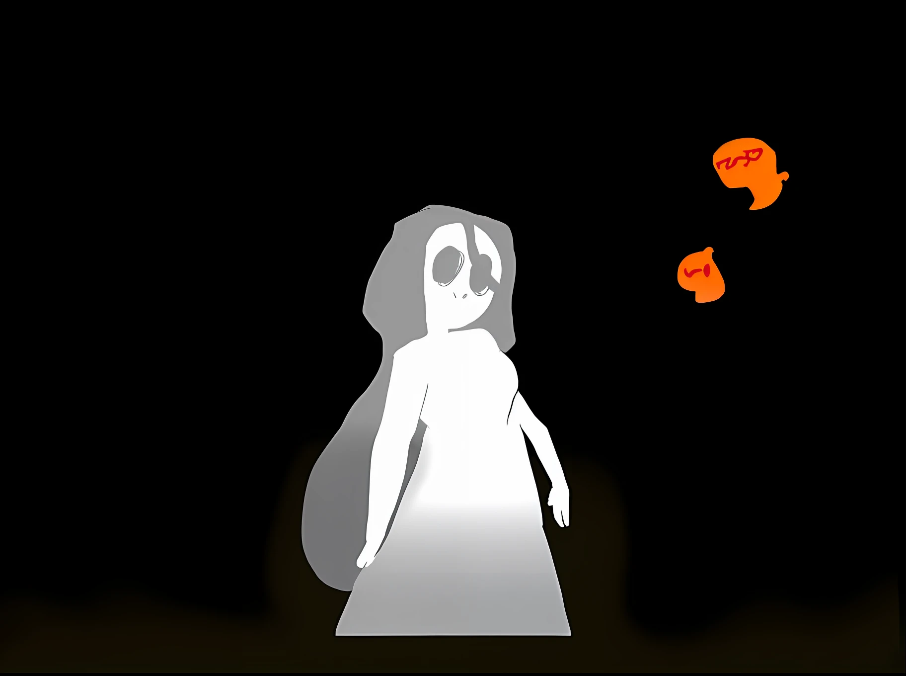 Image of a woman with a skull on her head, pale young ghost girl, Yume Nikki, pessoa estranha, o outro, a skeletal figure, Foto de SCP-173, menina do esqueleto, Personagem sombrio e sinistro, cel sombreado, corpo perfeitamente sombreado, sem rostos, SCP 173, halfbody headshot, pose assustadora, figura misteriosa