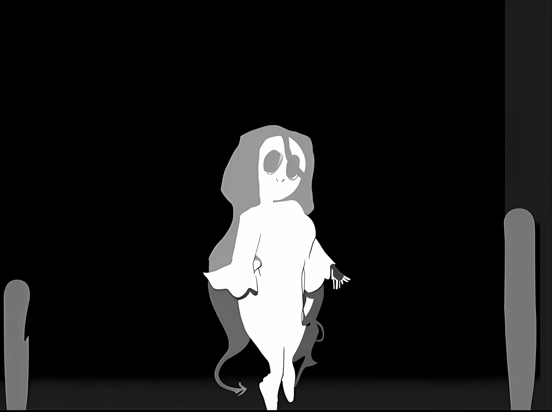 Image of a woman with a skull on her head, pale young ghost girl, Yume Nikki, pessoa estranha, o outro, a skeletal figure, Foto de SCP-173, menina do esqueleto, Personagem sombrio e sinistro, cel sombreado, corpo perfeitamente sombreado, sem rostos, SCP 173, halfbody headshot, pose assustadora, figura misteriosa