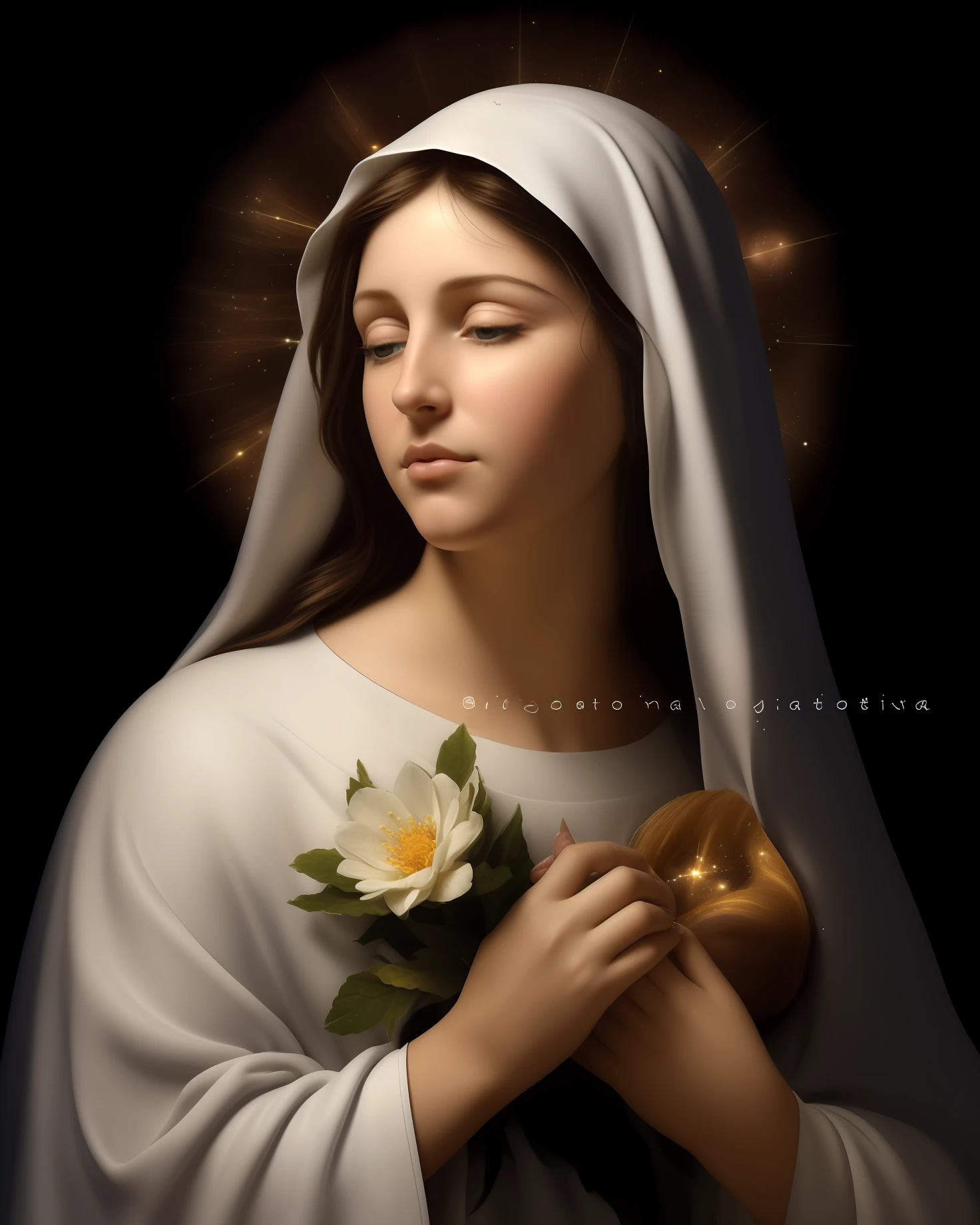(((Blessed Virgin Mary))) Obra maestra, (La mejor calidad: 1.2), (super fine: 1.2), illustration, (extremadamente delicado y hermoso: 1.2), movie angle, flotante, (Hermoso ojo de detalle: 1.1), (detalle luz: 1.1), Movie Lights, Cielo delicado, ojos azules, (Cola de caballo alta: 1.1), capa, ojuelos, (luna: 1. 2), (Luz de la luna: 1.1), cielo estrellado, (light particles: 1.1) dibujo, flor. (Obra maestra), (La mejor calidad), (fotorrealista:1.3), 8k, Textura detallada de la piel, Textura detallada de la tela, Hermosa cara detallada, Detalles intrincados, Ultra detallado (cuerpo de cuerpo entero:1.2)