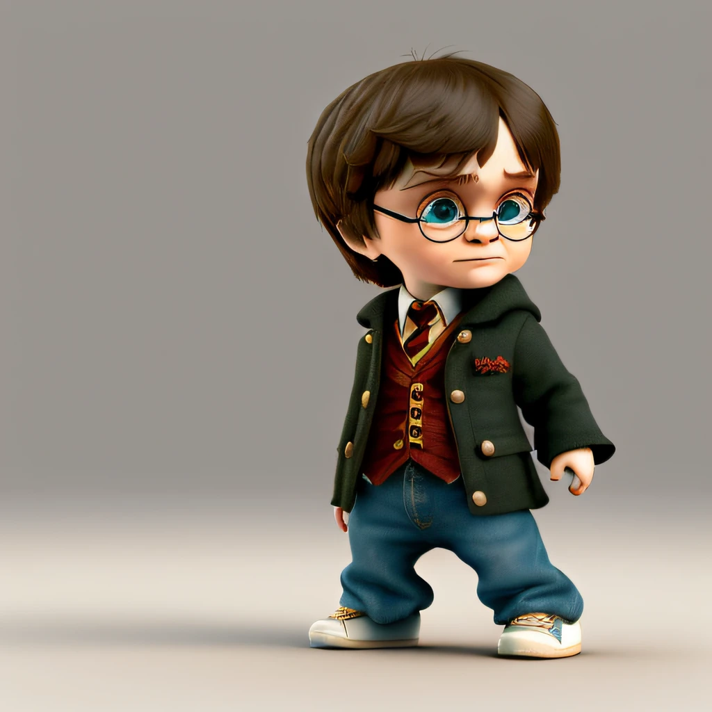 CBZBB, harry potter, personagem, Fofa, pequeno, simpatico, arte digital, circunstanciado, fofo, Realistic, Humanoid, character, tiny, Cinematic sho, cinematic lights, harry potter, Parece feliz