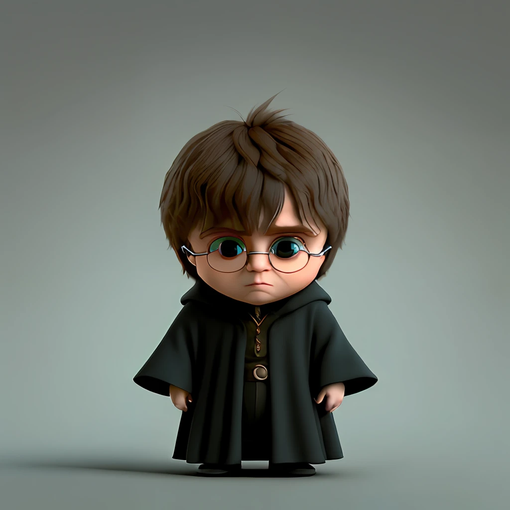 CBZBB, harry potter, personagem, Fofa, pequeno, simpatico, arte digital, circunstanciado, fofo, Realistic, Humanoid, character, tiny, Cinematic sho, cinematic lights, harry potter, Parece feliz