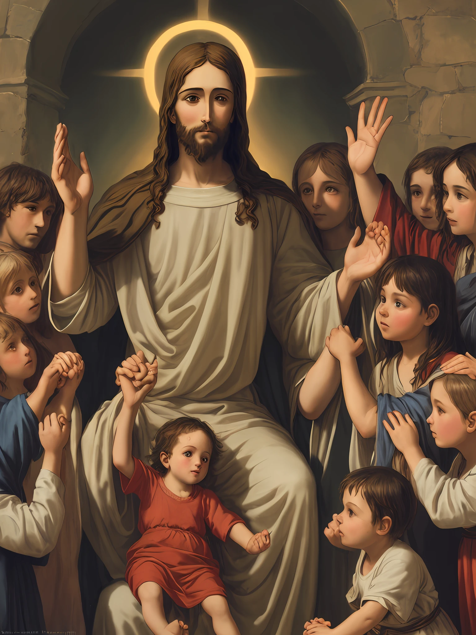Jesus Christ holding the hand of a child