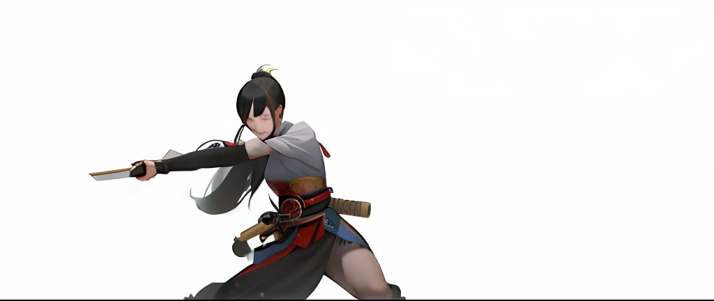 Woman wielding a Japanese samurai sword with utmost skill and precision.