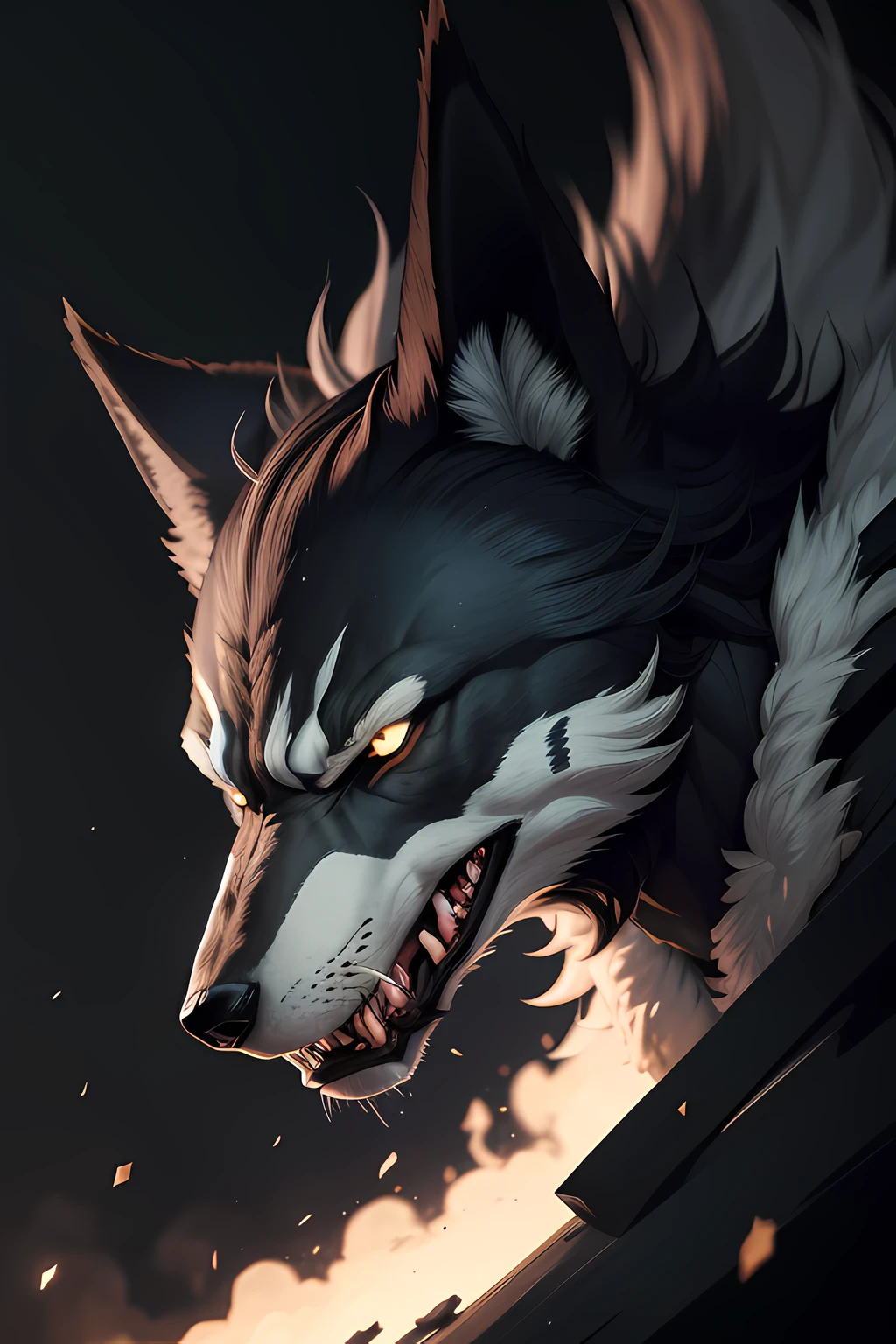 icon, HQ arte de um lobo, Lobo Negro, A sketch around the wolf, lobo zangado, Lobo Negro, fundo preto, wolf manga, estilo cartoon