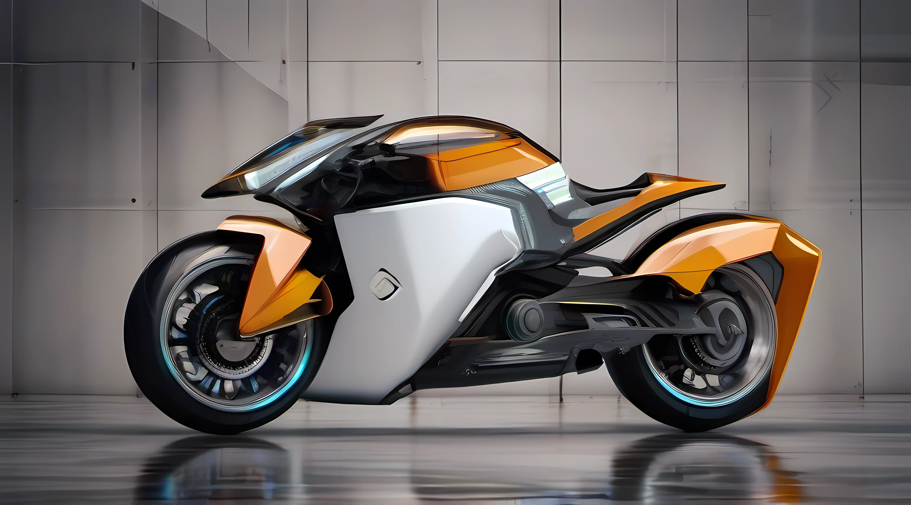 State-of-the-art bike, quadro de liga de carbono, ELECTRIC MOTOR, guarda-chuva, futuristic designer, innovation
