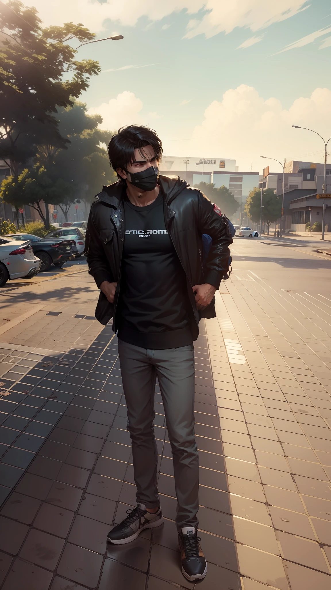 Change GTA Background, handsome boy, realistic face mask,8K ultra realistic