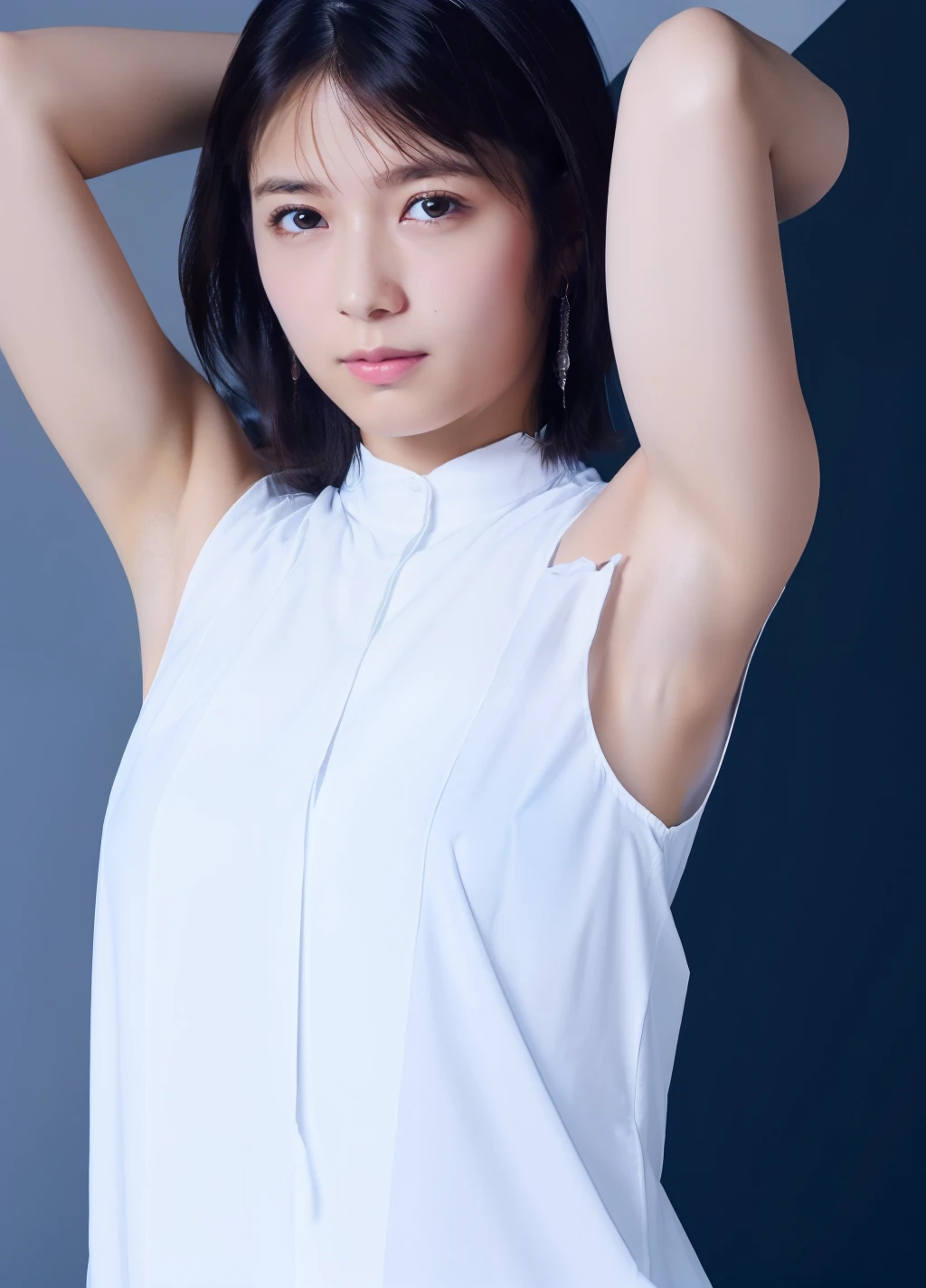 masterpiece,best quality,higher, 1girl, Indian, beautiful face, face_focus, armpit, armpits_focus, arms over head, suspended
