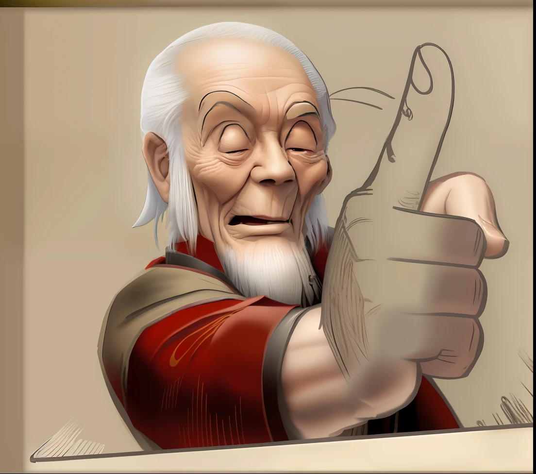 Realistic, journey, masterpiece, read detail sketch old man China, high quality, best quality, real face, real skin