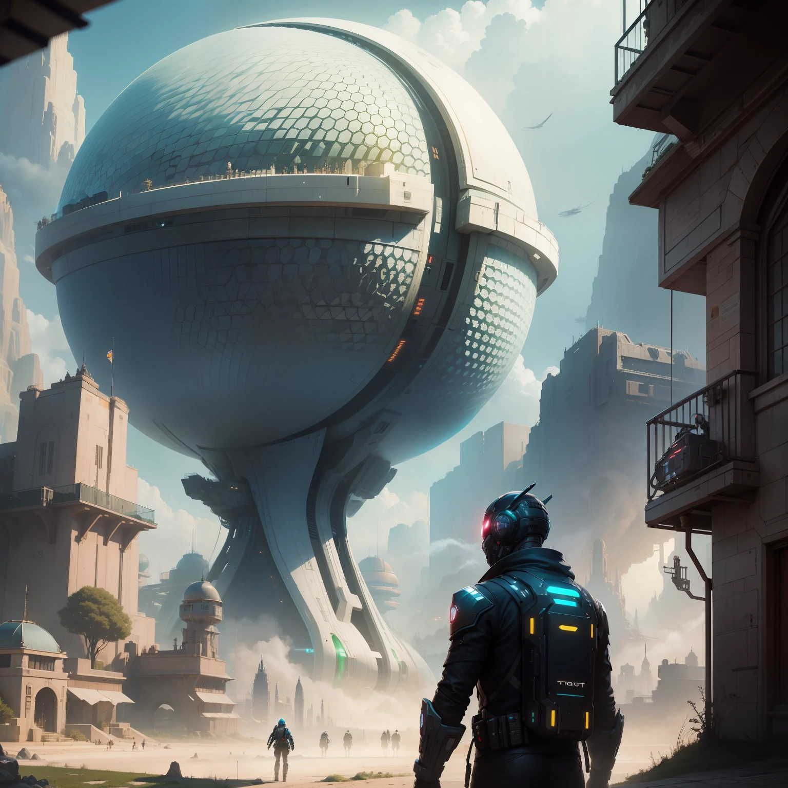 cyberpunked epcot Beautiful world Top quality sci-fi masterpiece 超A high resolution Fantasy of a wonderful sci-fi world of the future