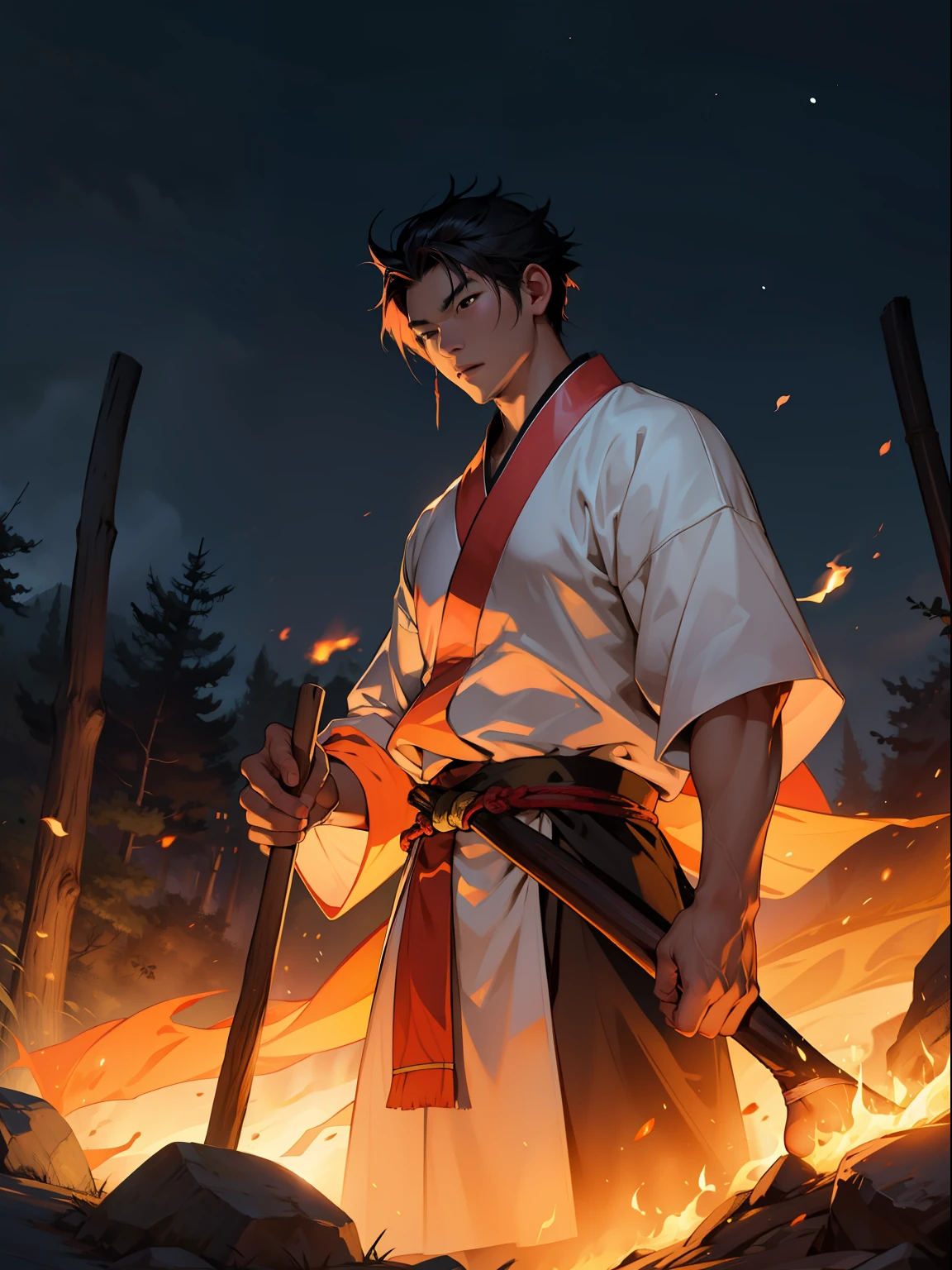 Douluo Tang San,fire glow,the night,