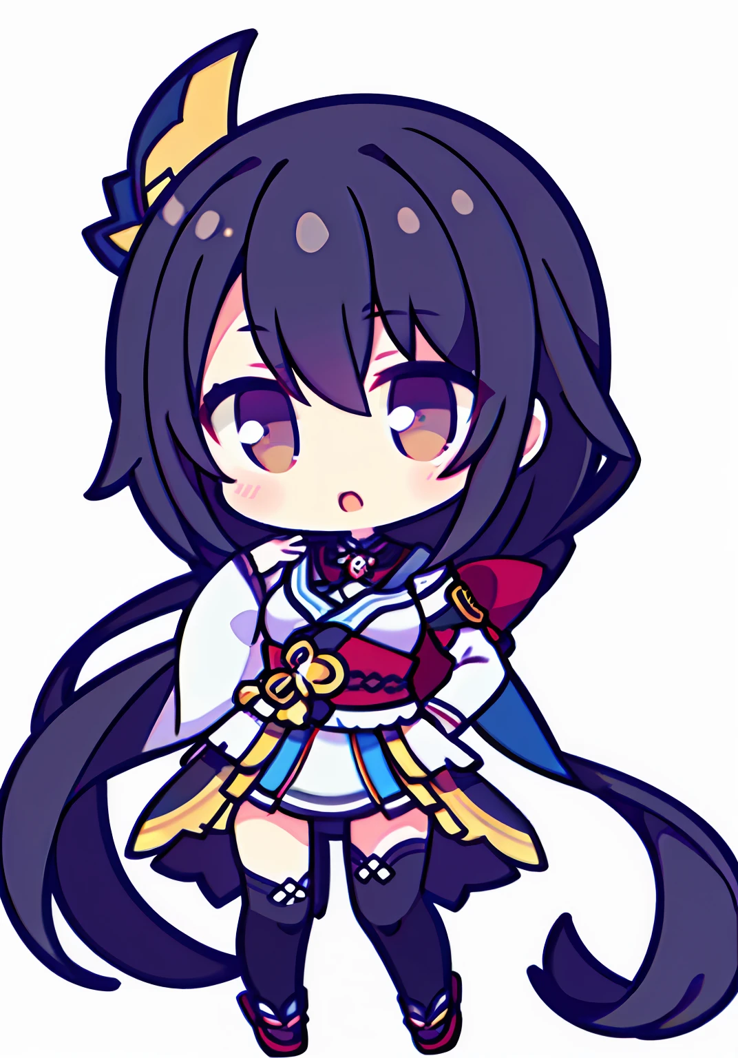 kamisatoayakadef, chibi, full body, white background, solidbackground, simple background, high details, UHD