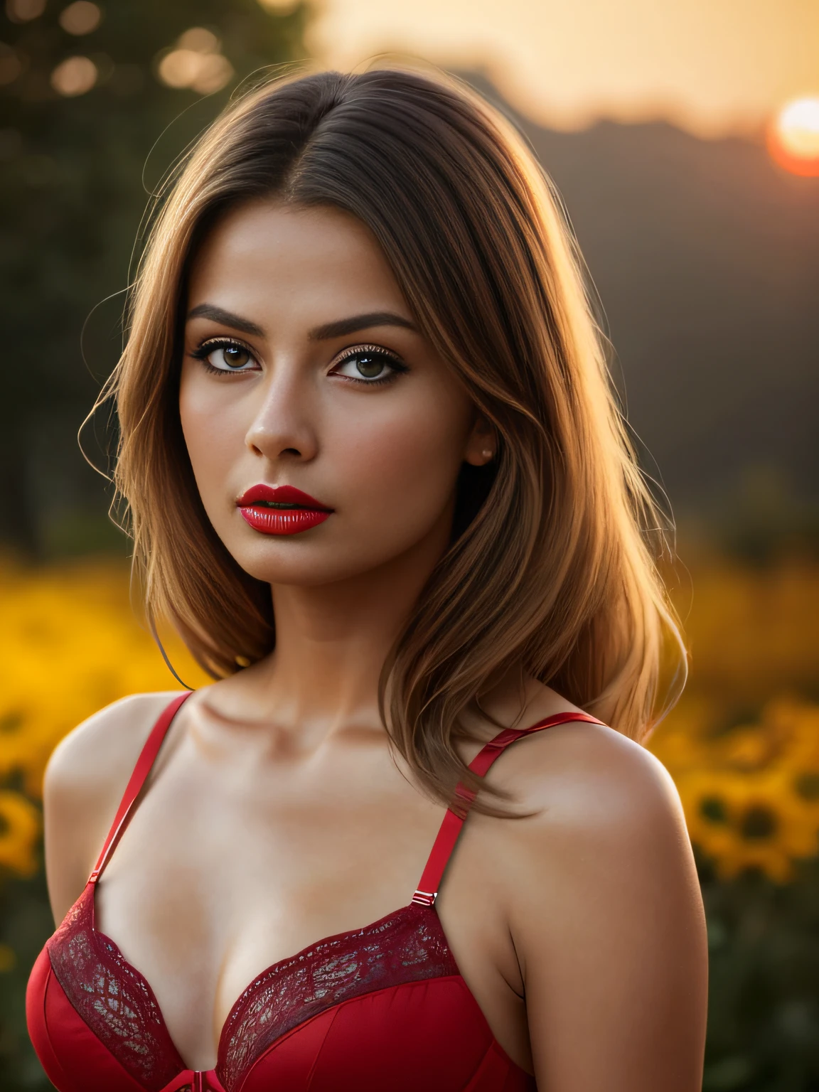 photo of beautiful young woman Sophia Loren 1970s, lingerie posing for a photo, Sexy girl, lovely woman, pretty woman, beautiful woman, stunning woman, casual pose, beautiful girl , attractive girl, sexy look, pretty girl, beautiful picture, (red lips lipstick), elegant makeup, sunset, style by (Steve McCurry), Nikon Z FX Device, Spring EF 70mm, cinematic lighting, studio backdrop, style long exposure, long shot type, vibrant color scene, photorealistic, intrinsic, beautiful face, ultra-detailed face, perfect body, full body, Flawless, realistic, highly detailed, art station, trend, master piece, realistic face, realistic skin, detailed eyes, great art, ultra realistic n-9 render, 4k, 8k, 16k, 20K, HDR, UHD, 64k, perfect lighting, studio lighting, photorealistic, hyper realistic, symmetrical face, unreal engine, Bokeh, High resolution scanning, professional photography