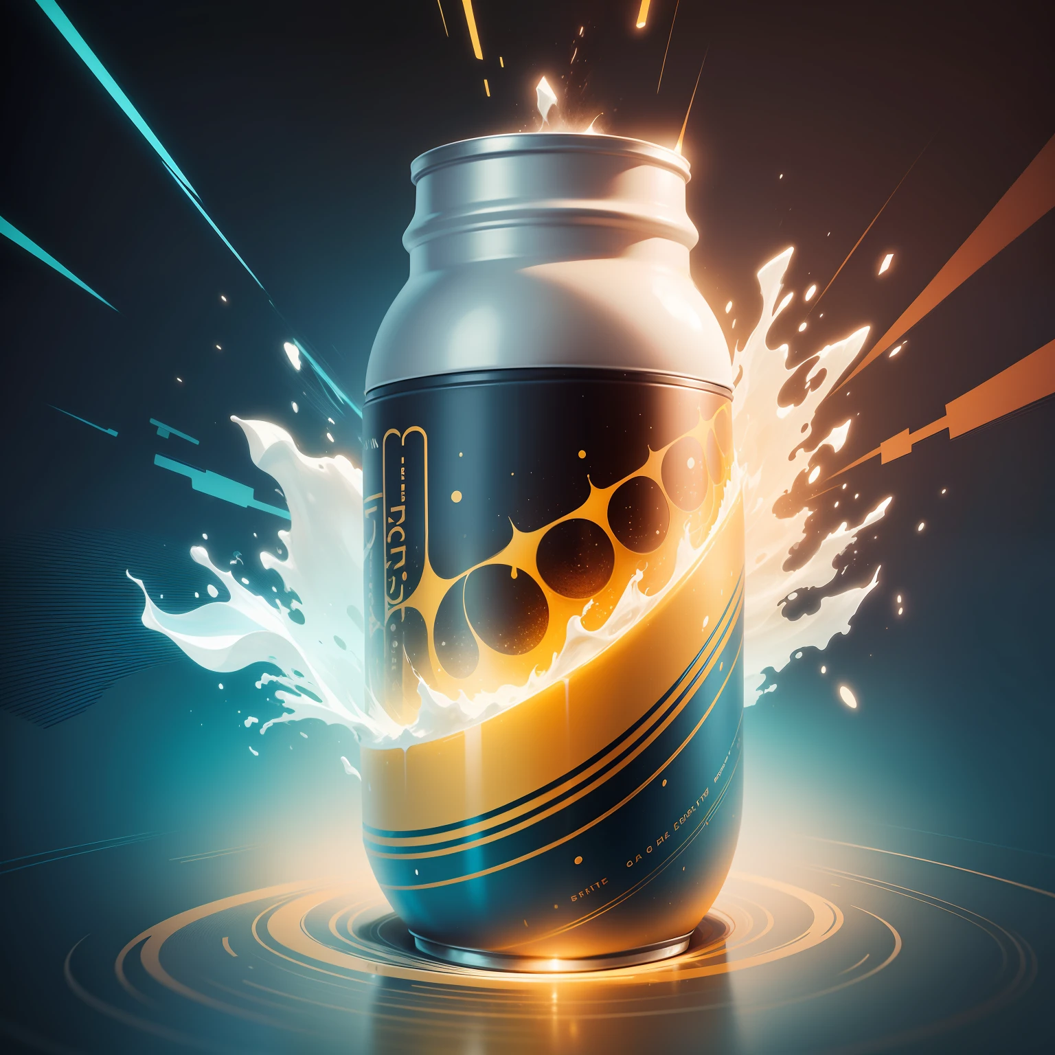 "Design de arte digital inspirado em uma lata de refrigerante com rotulagem criativa. Unleash your imagination and create a unique and captivating design for this can, which represents all the energy and enthusiasm that the energy drink provides. Sinta-se livre para explorar cores vibrantes, interesting graphics and any detail that does this can really unique. How about embarking on this creative journey and showing us your artistic talent??"