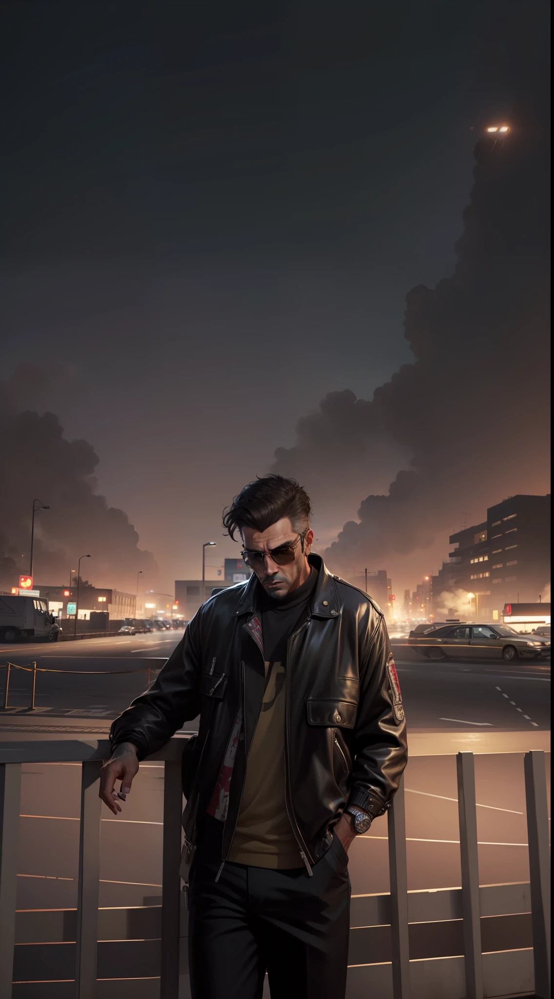 Change GTA Background, Gangster,cigarettes in hand , handsome man, realistic face,8K ultra realistic