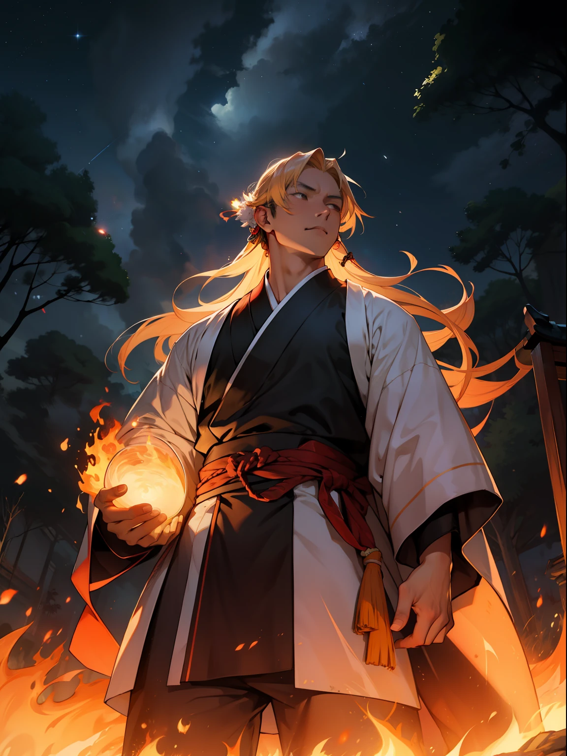 Douluo Tang San,fire glow,the night,