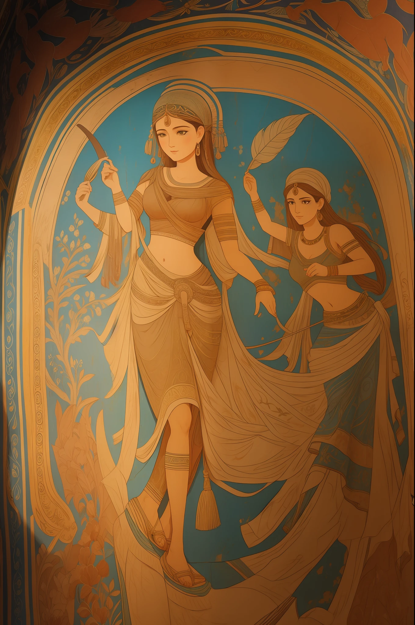 "Ancient murals with intricate details, vibrant colors, and captivating storytelling."