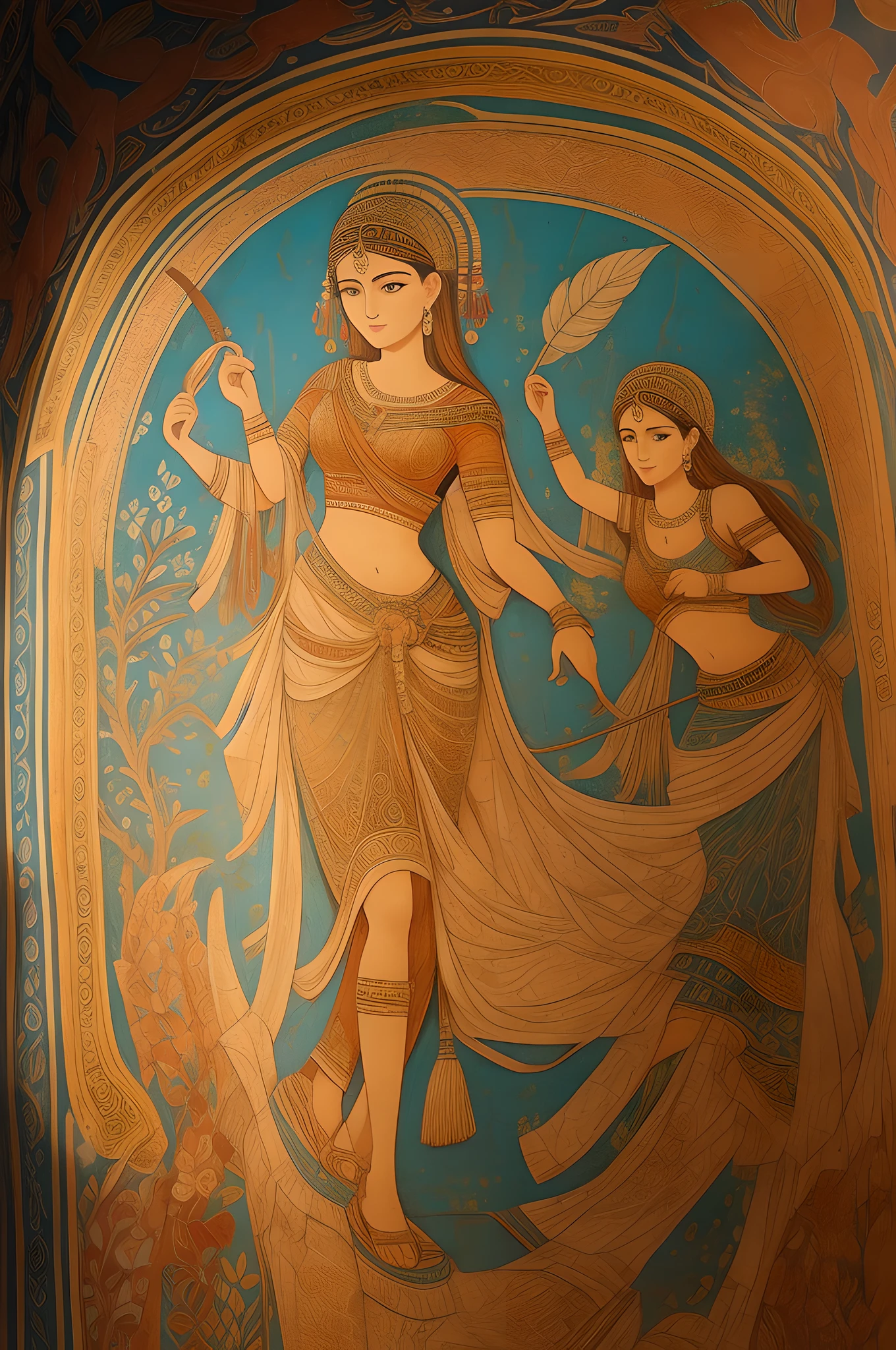 "Ancient murals with intricate details, vibrant colors, and captivating storytelling."