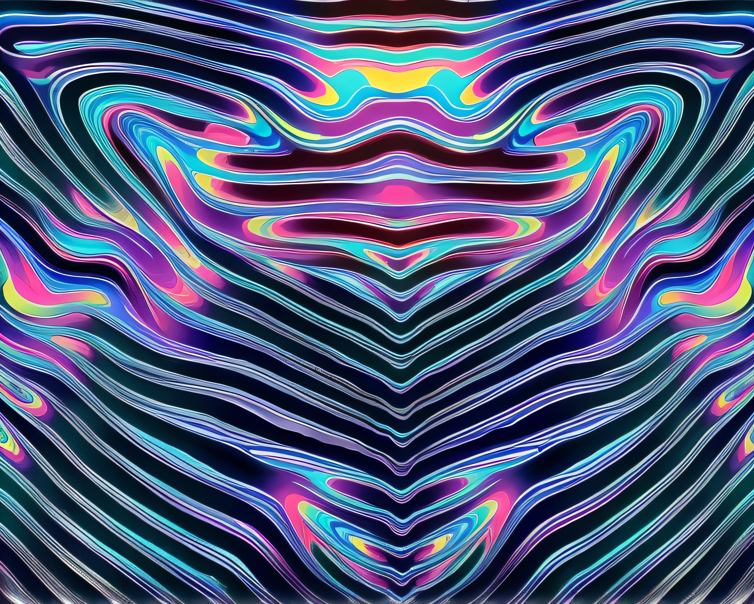 a closeup of a psychedelic pattern with a black background, Ondas LSD, lsd ripples, Visuais LSD, dmt ripples, Visuais Trippy, psychedelic visuals, neon glitch, psychedelic waves, arte digital iridescente, psychedelic digital art, rippling electromagnetic, Ondas DMT, Onda de falhas, arte digital neon, neon holograms, infinite psychedelic waves, cores trippy