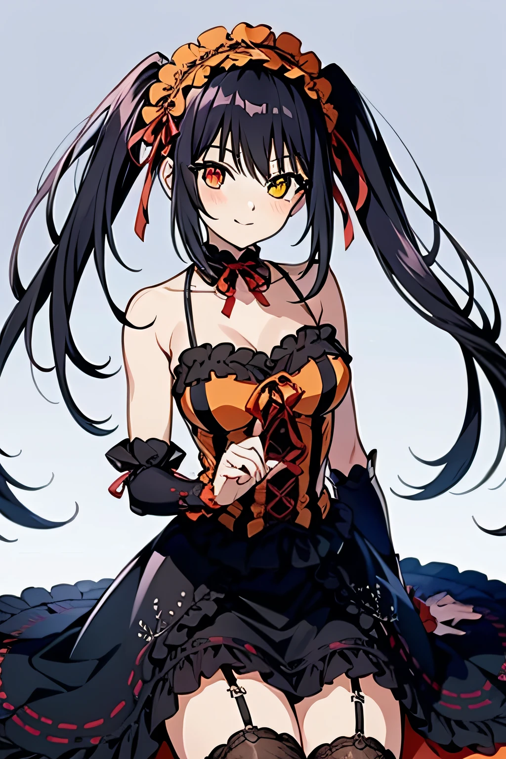 (((Best quality))), ((Ultra-detailed)), ((illustration)), ((Disheveled hair)), ((frilld)), (1 girl), (Solo),