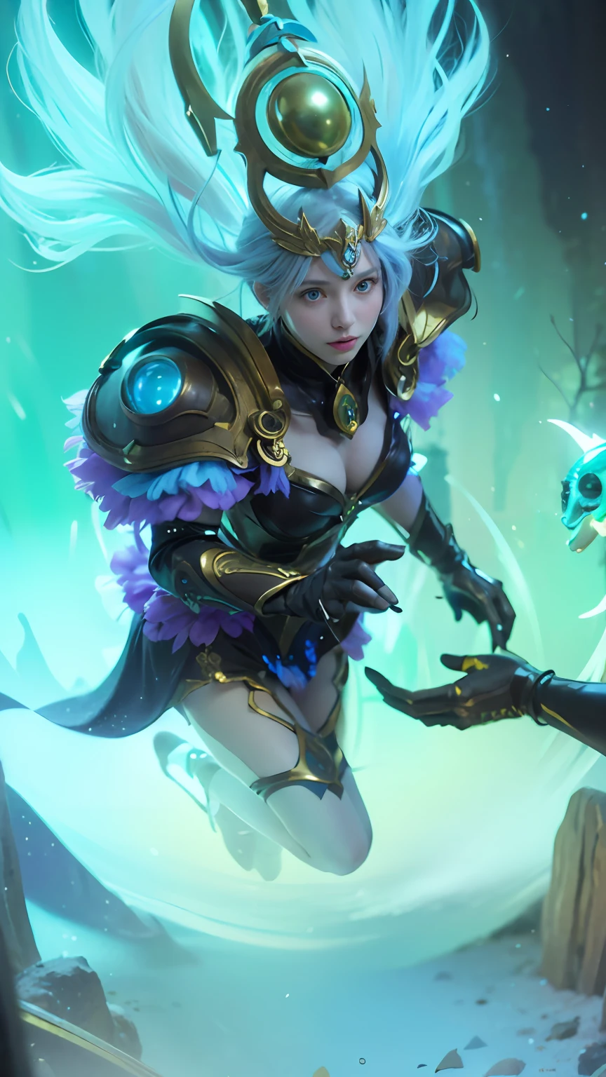 (8k, best quality, masterpiece:1.2), (realistic, photo-realistic:1.37), ultra-detailed,
A detailed portrait of 2 girl 21 year old girl, fantasy character, blue eyes, tosca hair color, detail face, pale skin, perfect abs, face facing the camera, wearing queen costumes, zodiac suit. The scene is illuminated with professional lighting, photon mapping, and radiosity, with Tetsuya Nomura Style and a zodiac feel, gemini cosplay, zodiac gemini vibes. In the dark forest river terrible background with blur or bokeh effect, neon details, realistic light.