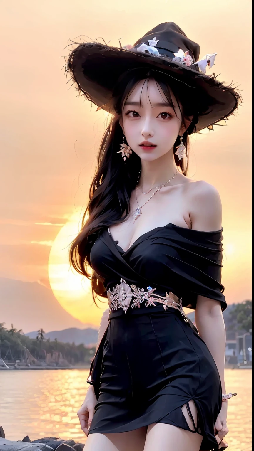 chupipaleta photorealistic, (with glass black), Brown hair, 35 years old, little acne, wear black witch hat