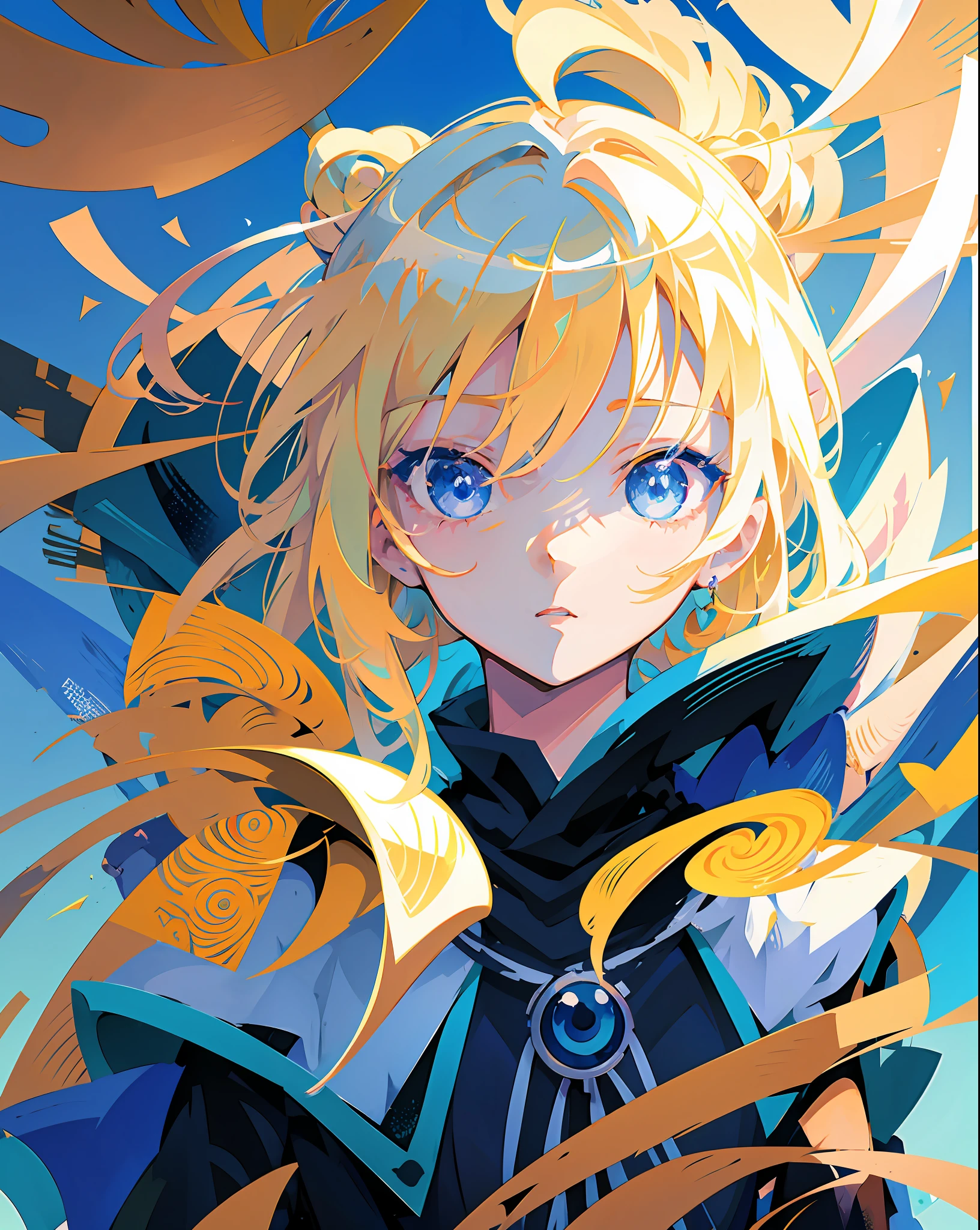 Anime girl with blonde hair with blue eyes and scissors, Stunning anime face portrait, zerochan art, Beautiful Anime Portrait, anime style portrait, anime style 4 k, Beautiful Anime Face, Anime Art Style, digital art on pixiv, detailed portrait of an anime girl, beautiful anime art style, High quality anime art style, digital anime art, digital art in anime style