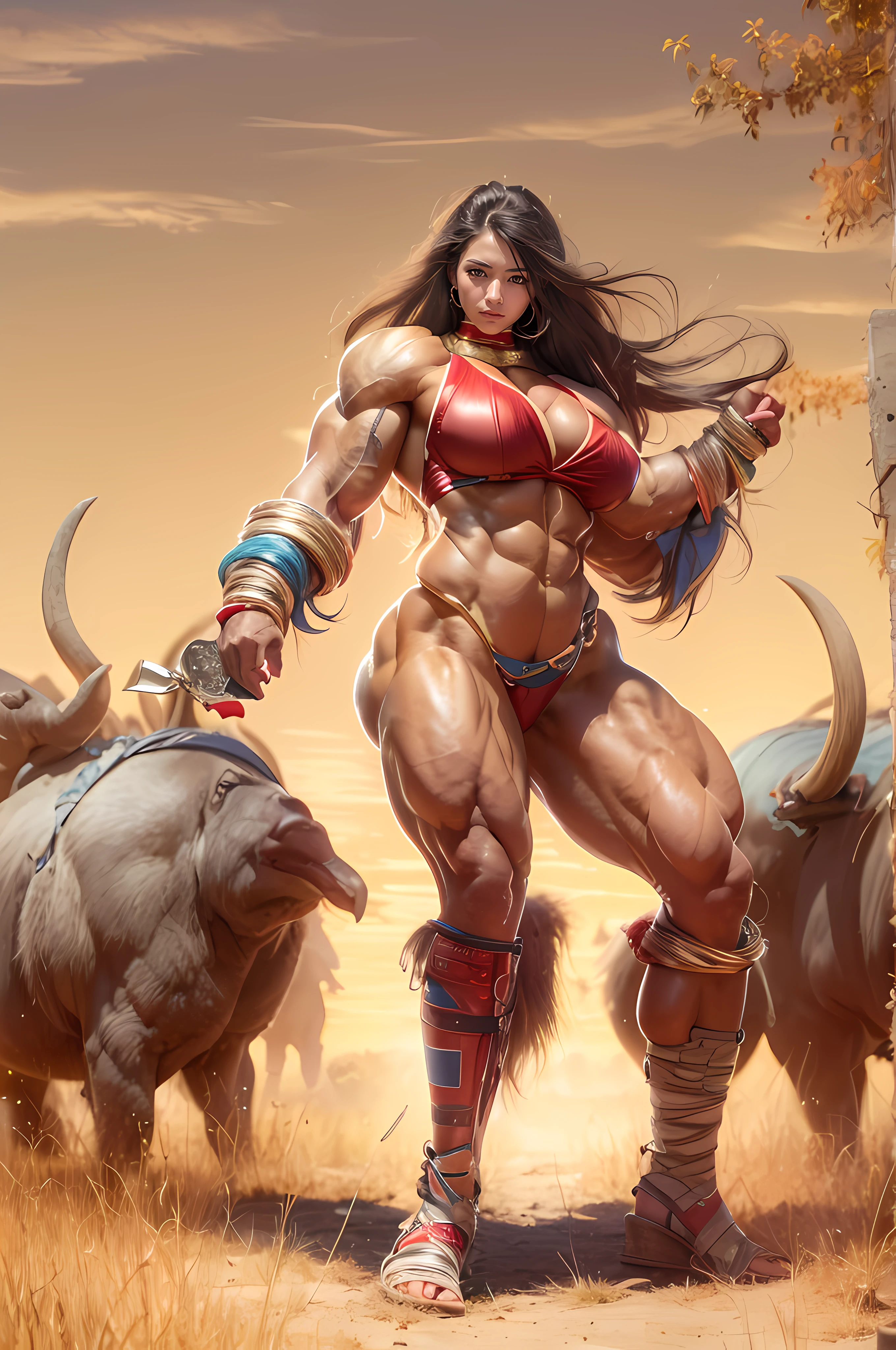 (beautiful face: 2), 25-year-old woman face, thick muscular neck, matching neck, matching trapezius muscles, matching hair, slight smirk, neutral stare, glowing_red eyes