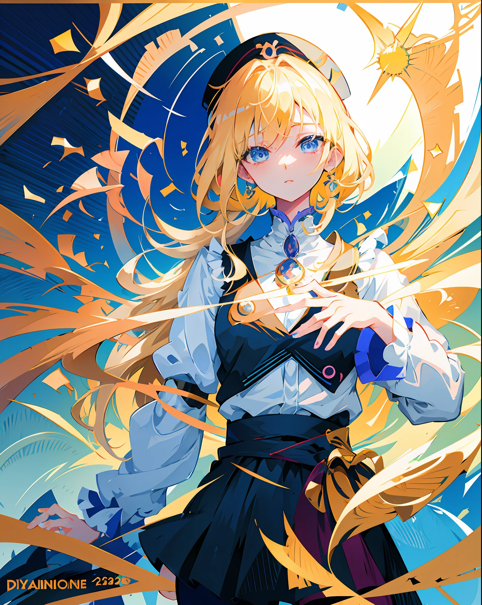 Anime girl with blonde hair with blue eyes and scissors, Stunning anime face portrait, zerochan art, Beautiful Anime Portrait, anime style portrait, anime style 4 k, Beautiful Anime Face, Anime Art Style, digital art on pixiv, detailed portrait of an anime girl, beautiful anime art style, High quality anime art style, digital anime art, digital art in anime style