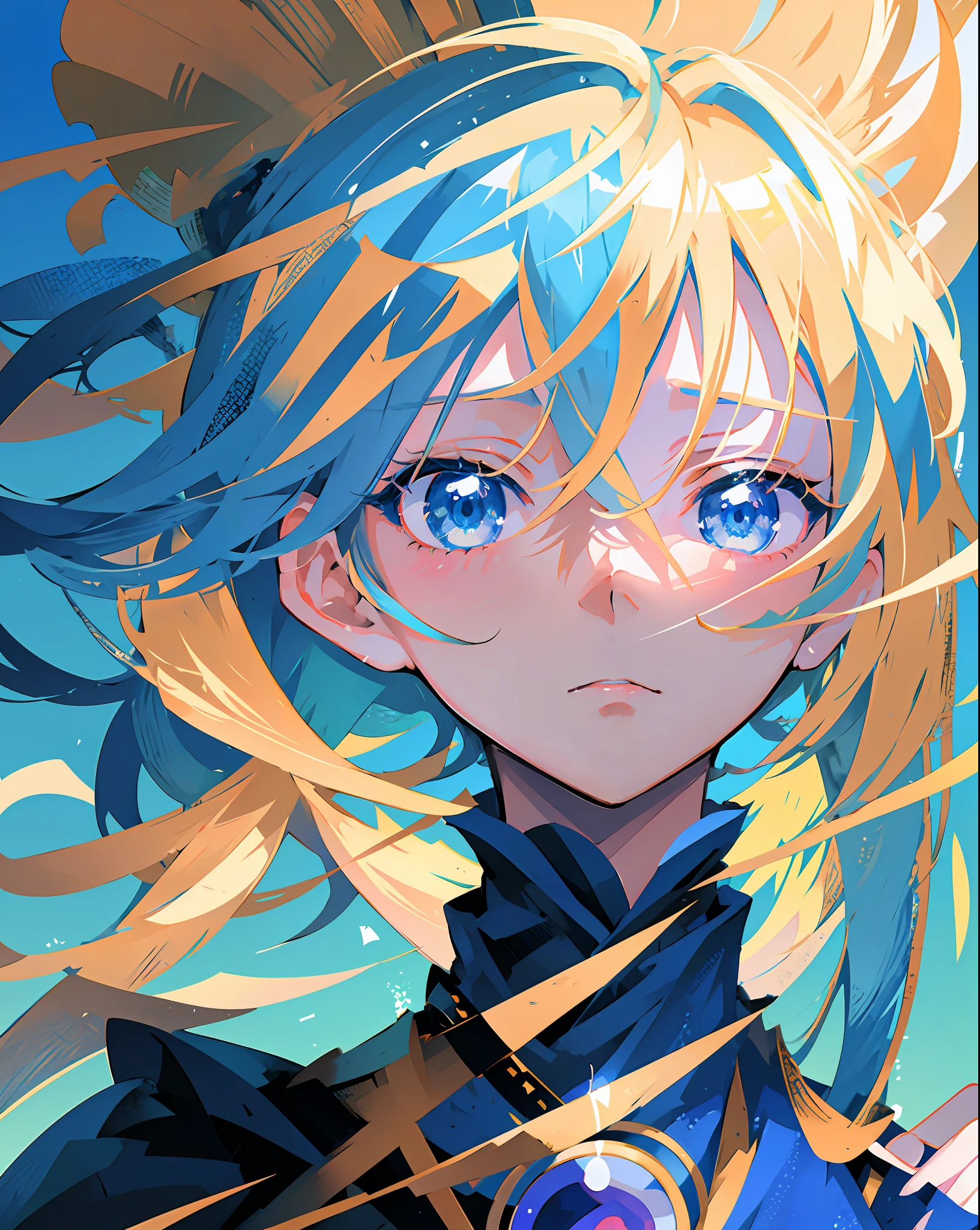 Blonde hair anime girl with blue eyes and scissors, Stunning anime face portrait, zerochan art, Beautiful Anime Portrait, anime style portrait, anime style 4 k, Beautiful Anime Face, Anime Art Style, digital art on pixiv, detailed portrait of an anime girl, beautiful anime art style, High quality anime art style, digital anime art, digital art in anime style