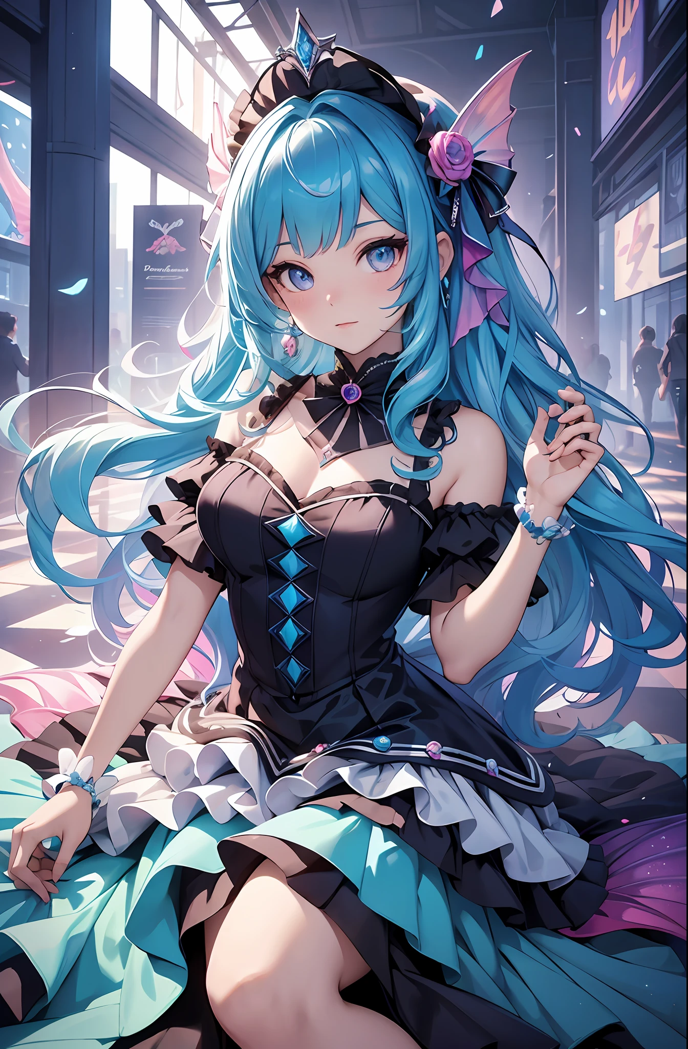 best qualityer，tmasterpiece，Ultimate resolution，downy，Extremely colorful，Colorful，Mermaid princess，Lolita dress，Fishtail