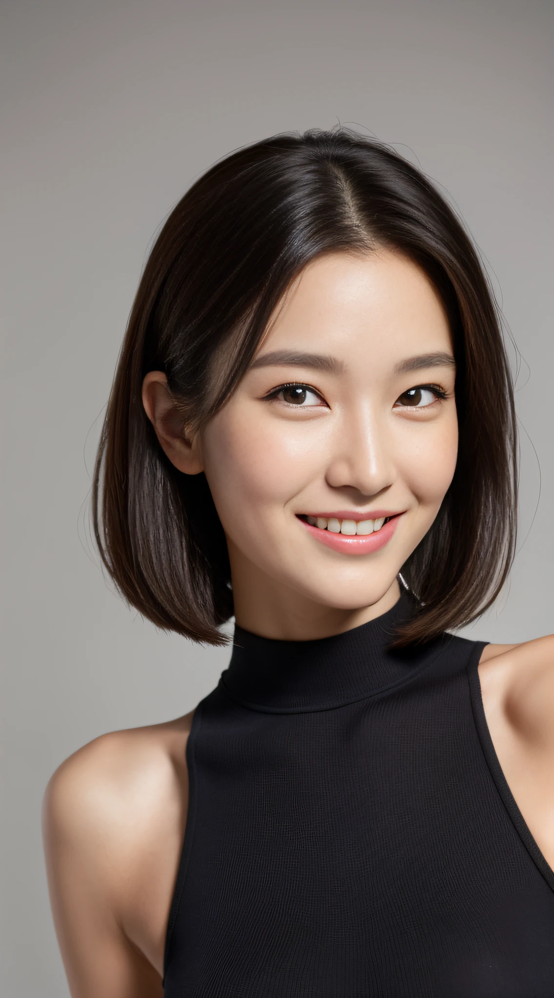((Best Quality, 8K, Masterpiece: 1.3)), a tall and beautiful woman, perfect figure: 1.4, slender abs, dark brown hairstyle, short hair, yoga pants, without any posture movements, standing straight, highly detailed face and skin texture, detailed eyes, double eyelids, smiling