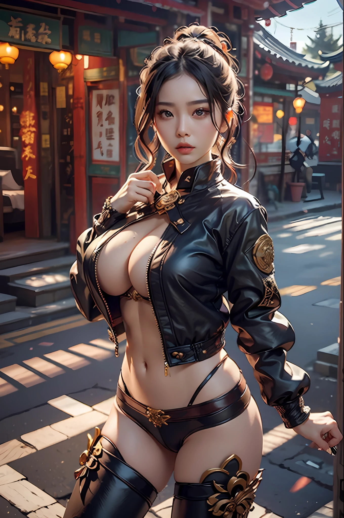 best qualtiy,tmasterpiece,超高分辨率,(realisticlying:1.4),xiuxian,arma,Detal Face,huge tit,1girll,独奏,arma,,(Magical Circle:1.2),xiuxian,The upper part of the body,a beauty girl,full bodyesbian,naked private parts,east asian architecture,Jacket,buliding,