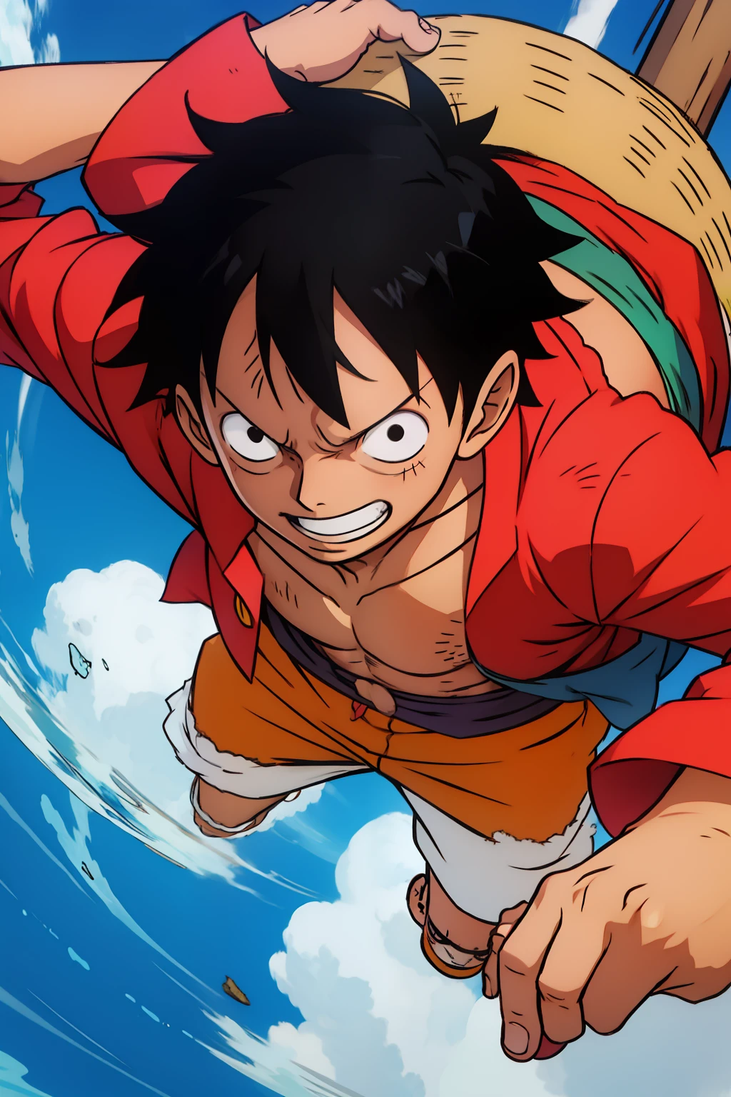 luffy segurando o chapeu de palha