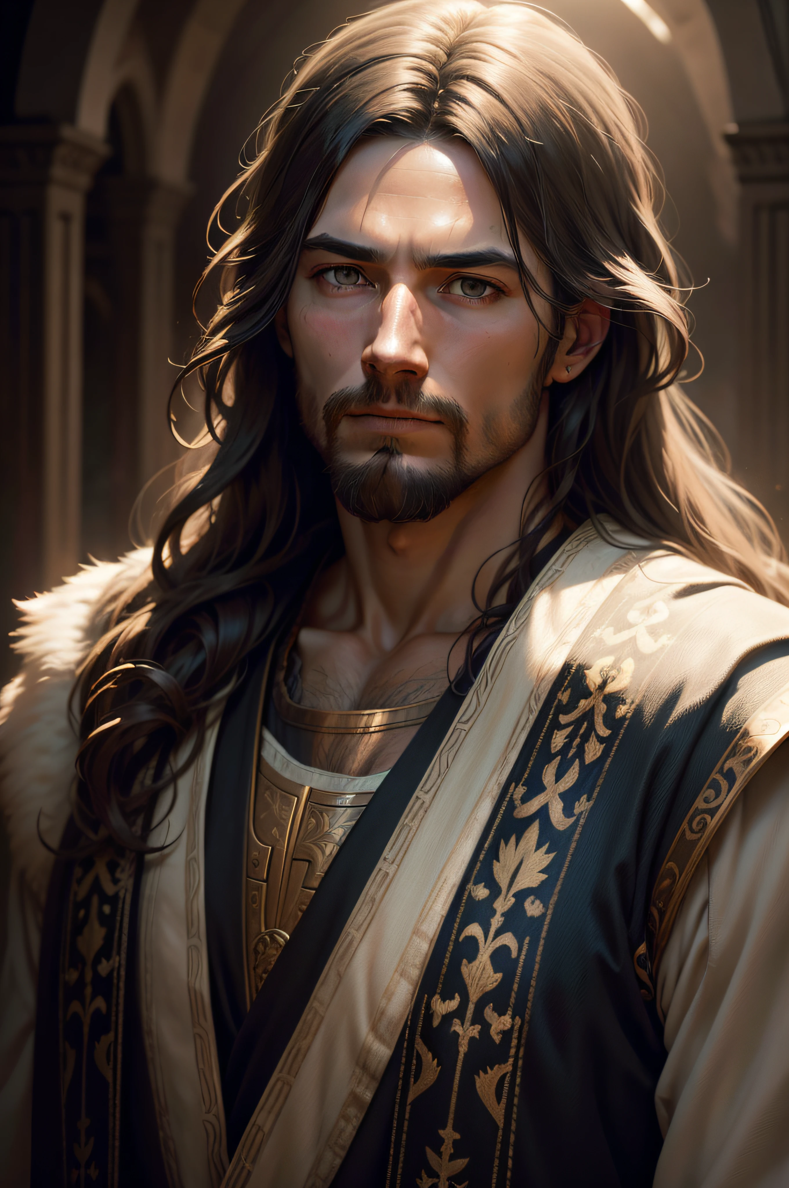 JESUS CHRIST near Noah's ark dark photo: realistic epic, soft cinematic portrait, adobe lightroom, photographic laboratory, highly detailed, faded, art by greg rutkowski and artgerm, neutral colors: 1.2), (hdr: 1.4), (soft colors:1.2), hyperdetailed, (artstation:1.4), cinematic, warm lights, dramatic light, (intricate details:1.1), complex background, (rutkowski:0.66), (blue and orange:0.4). 1man