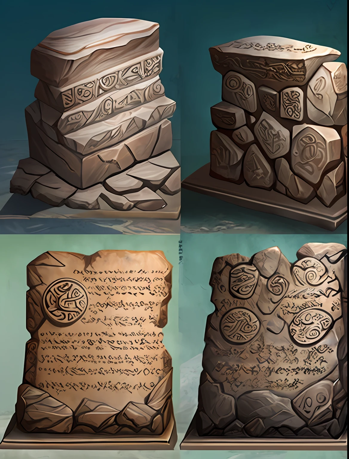 Ancient stone tablets、Brown plain stone slab、top-quality、Dynamic colors、digitial painting、超A high resolution