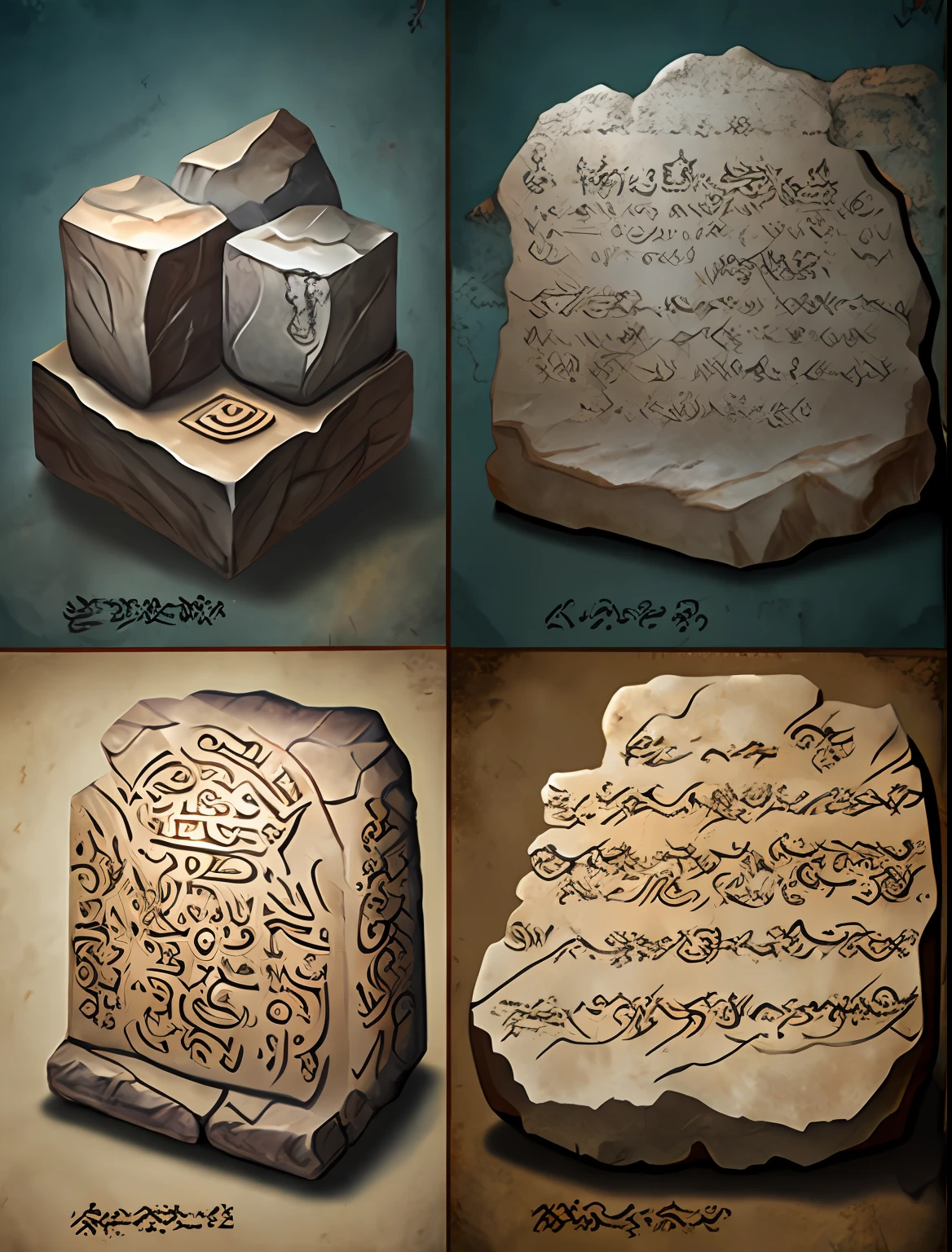 Ancient stone tablets、Brown plain stone slab、top-quality、Dynamic colors、digitial painting、超A high resolution