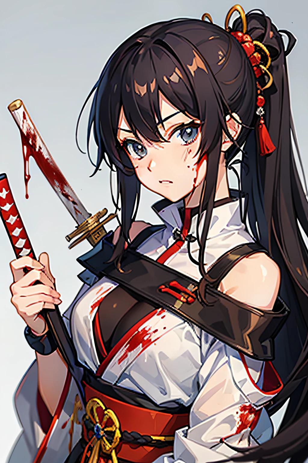 samurai girl anime style blood and samurai sword