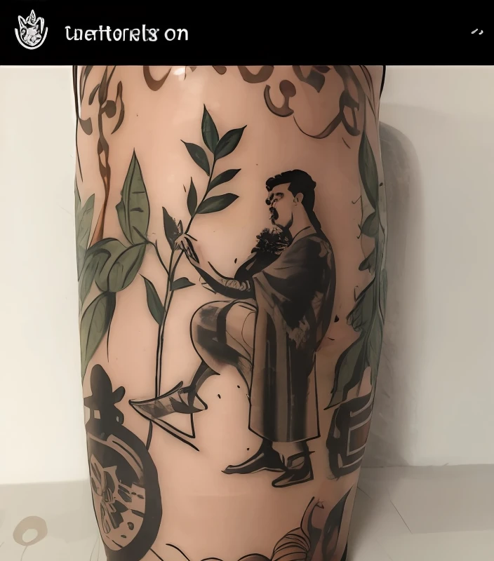a tattoo of a man watering a plant on his neck, tatuagem tradicional, Tinta tradicional, Tinta tradicional!, tatuagens neotradicionais, tatuador, tatuagem inteira, Estilo de tatuagem