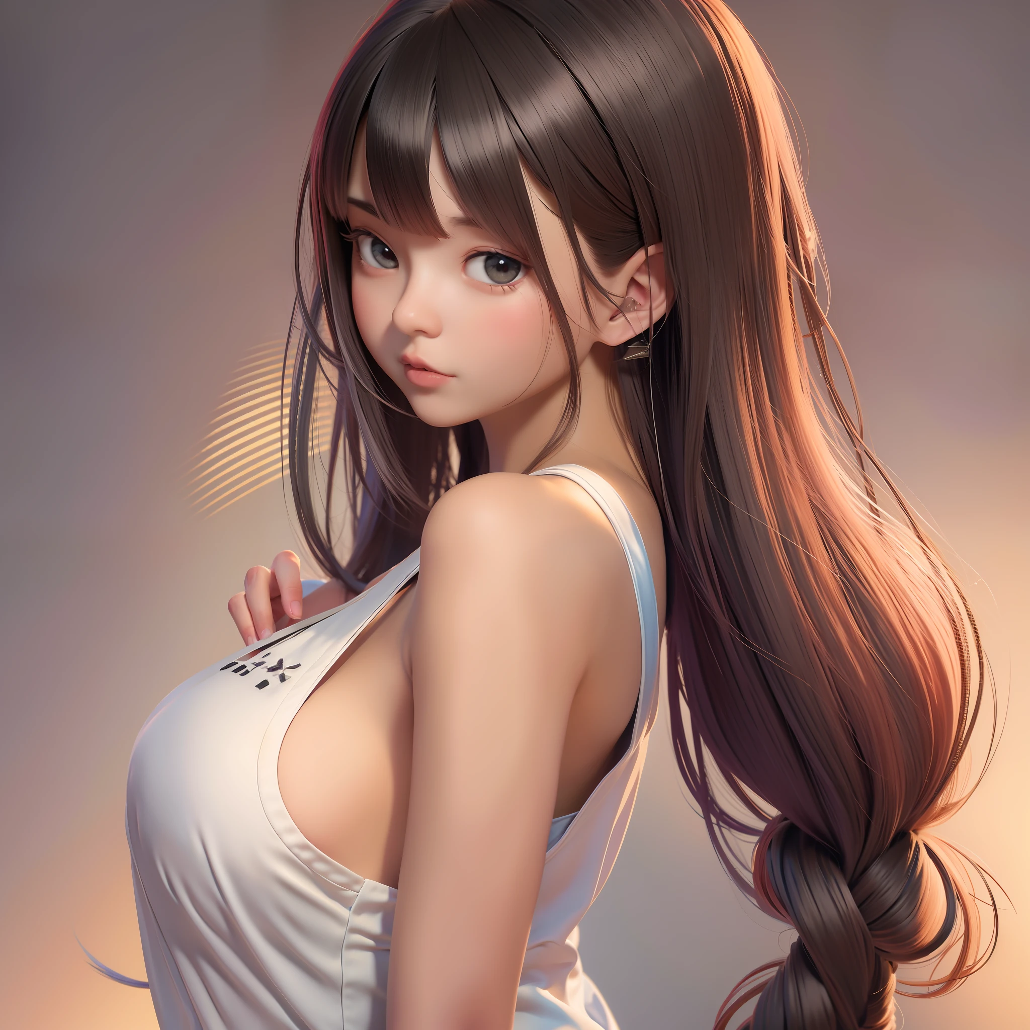  anime com cabelo longo e uma regata branca, arte cg anime suave, menina sedutora, Artgerm extremamente detalhado, arte de anime digital detalhada, Artgerm. anime illustration, arte de anime digital, [ Arte digital 4K ]!!, Modelo IG | Artgerm, Arte no estilo de Guweiz, menina animea