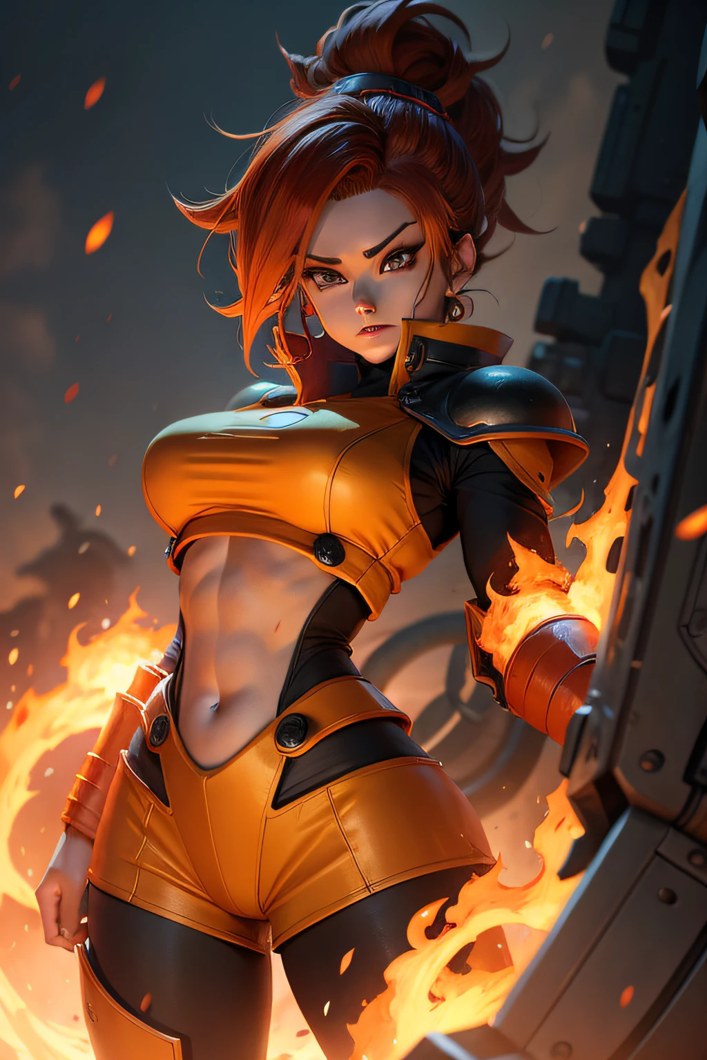 dragonball,ember,A half body,mechs