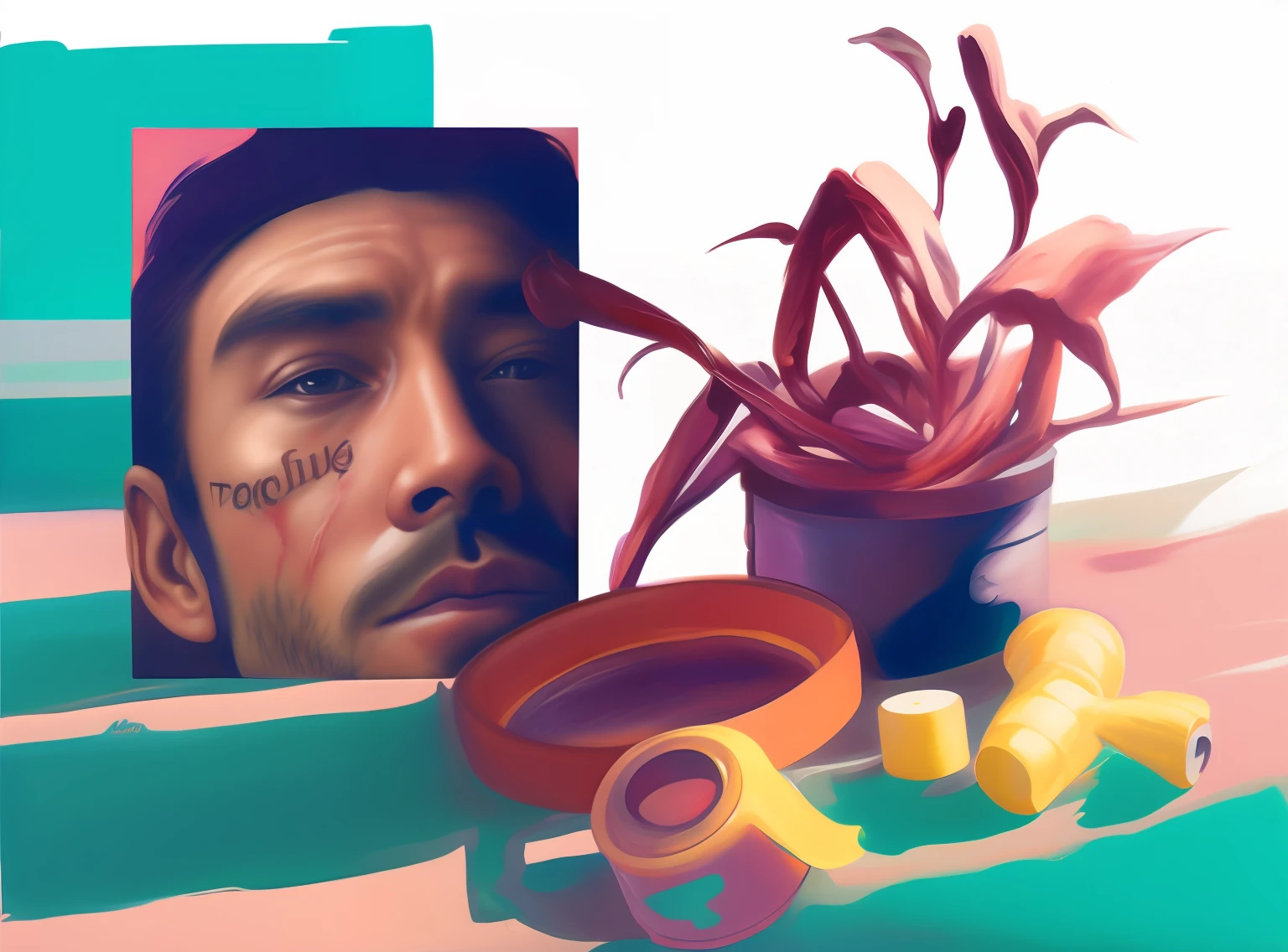 foto realista, masculino, oils, pintura, textura, mancha, definicion